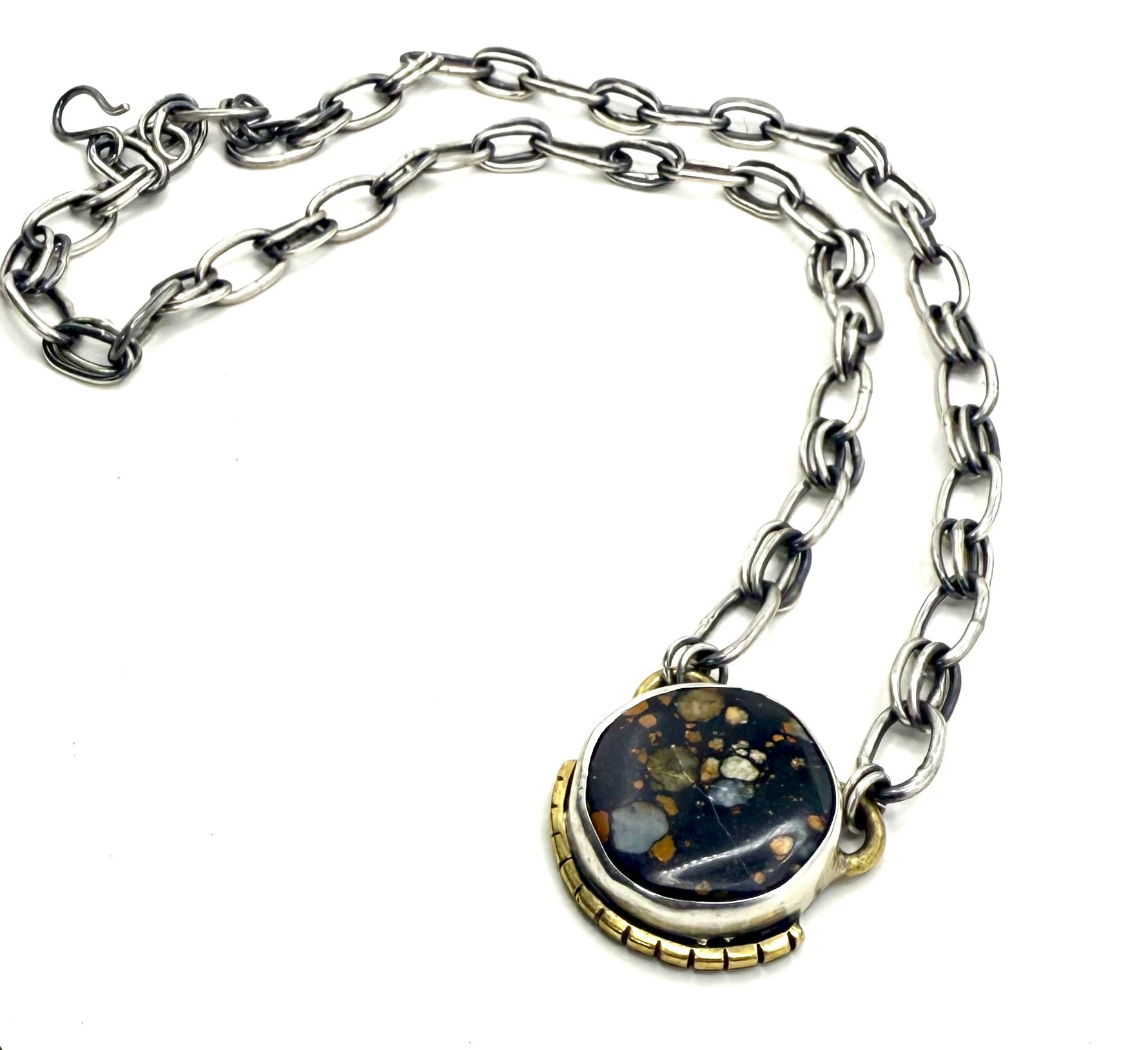 Dark Moon Turquoise Necklace – Handmade Recycled Sterling Silver Jewelry