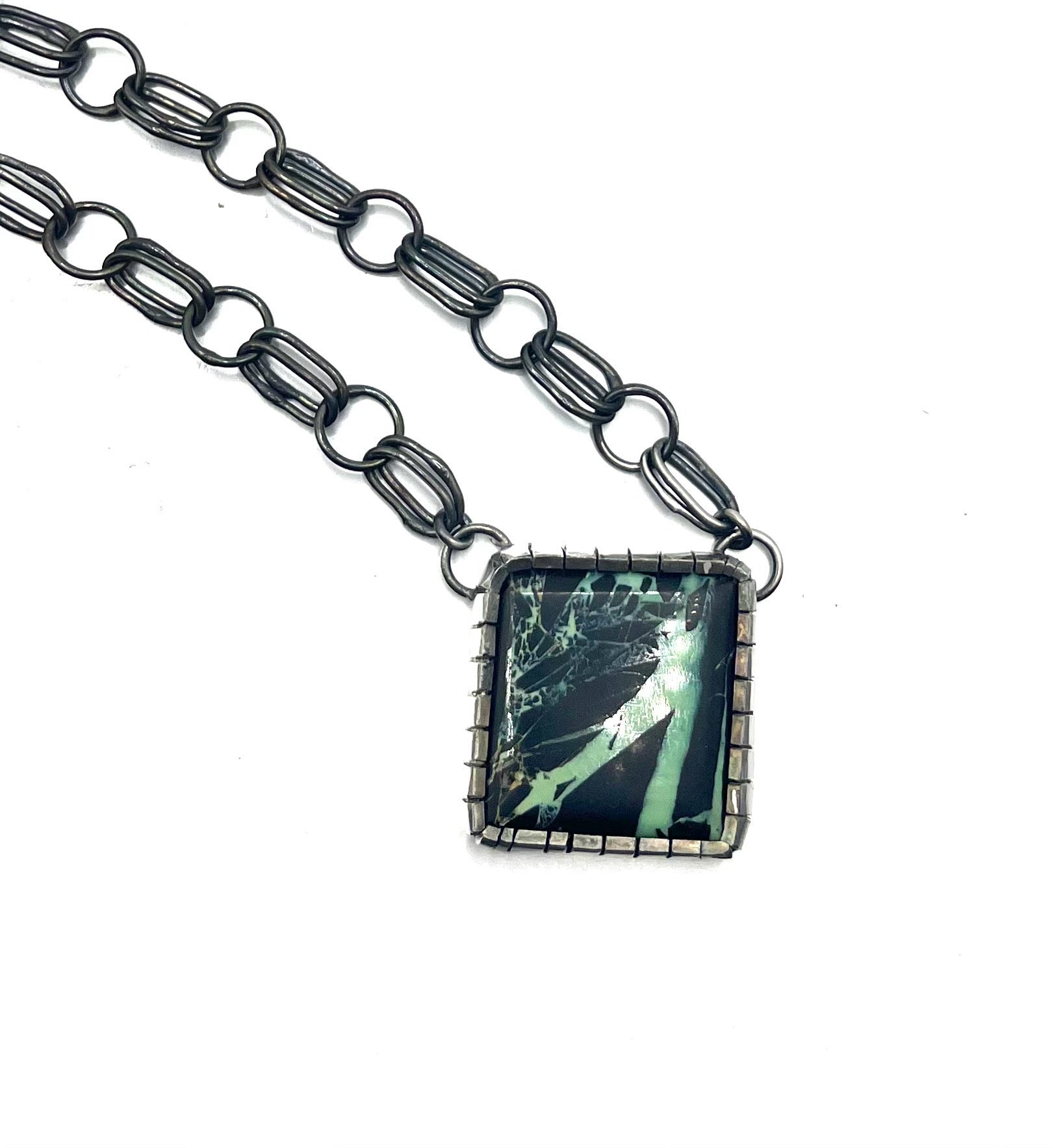 One-of-a-Kind San Pedro Turquoise Necklace – Handmade in Recycled Sterling Silver