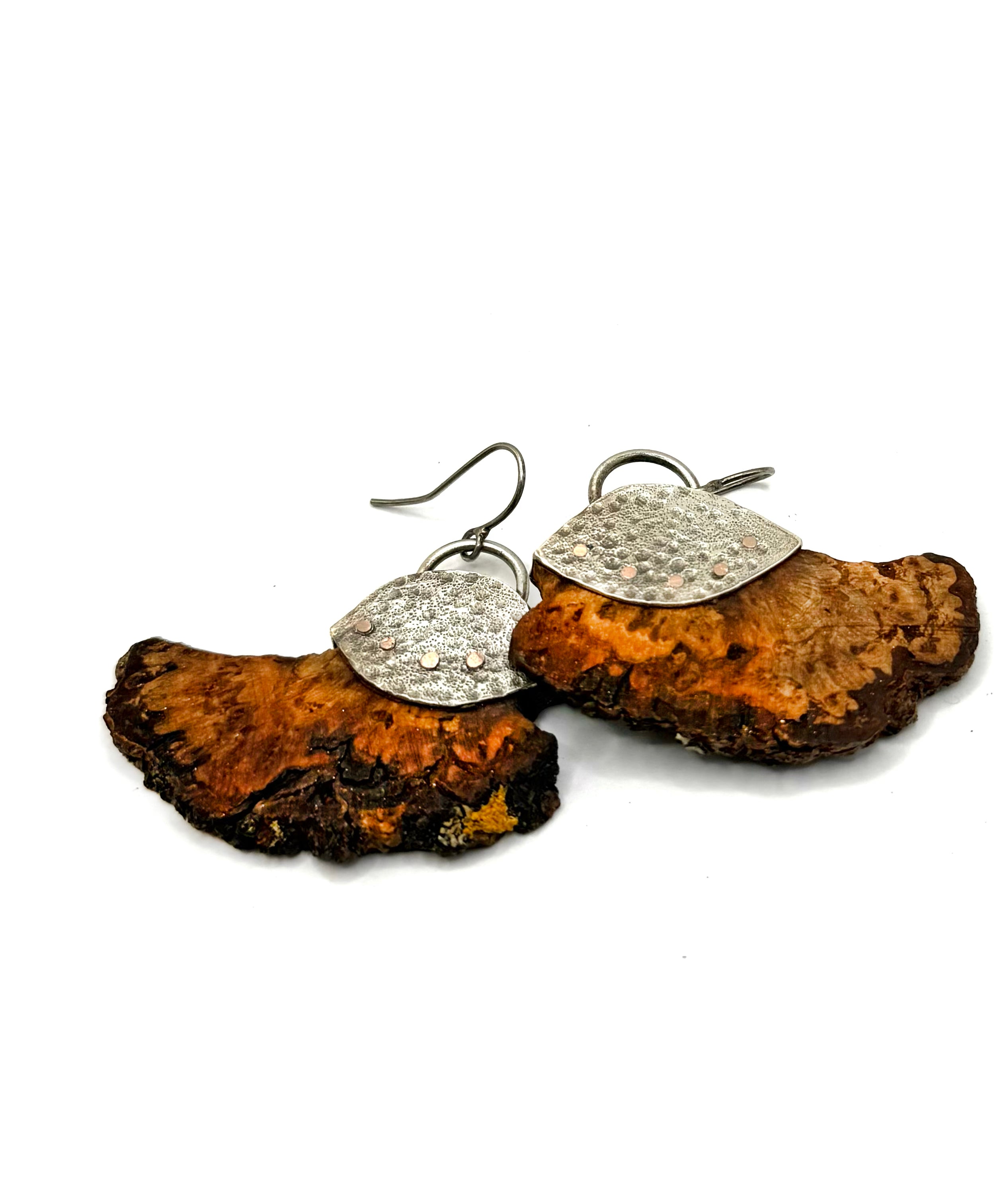 Hickory Burl Earrings: Wing