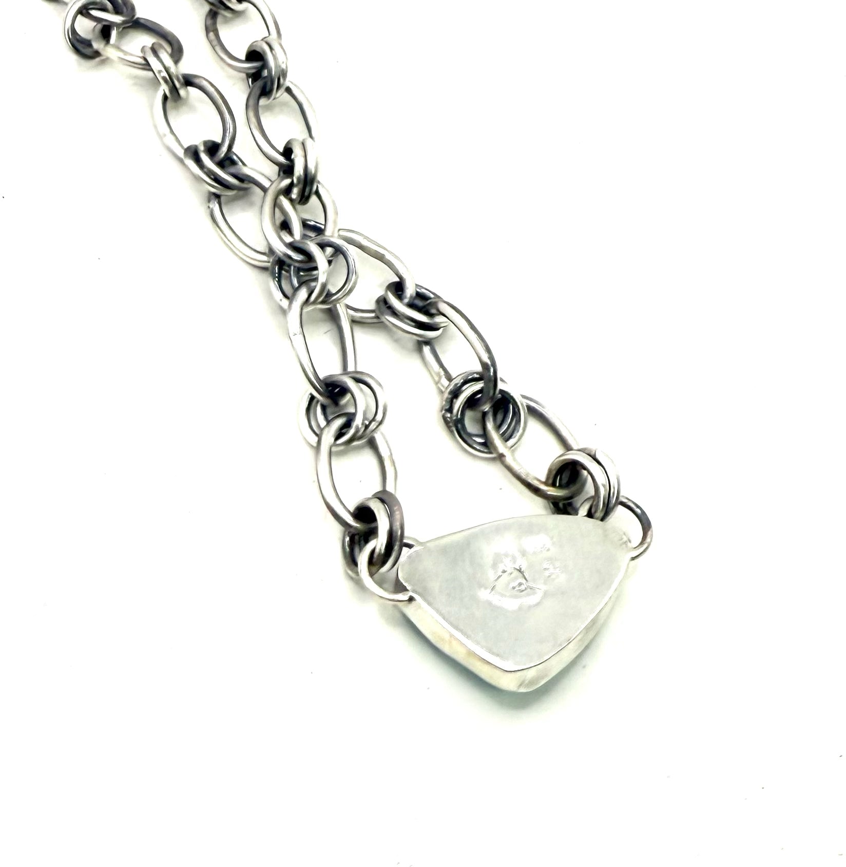 Quingu Blue Turquoise Necklace – Handmade Sterling Silver Statement Chain