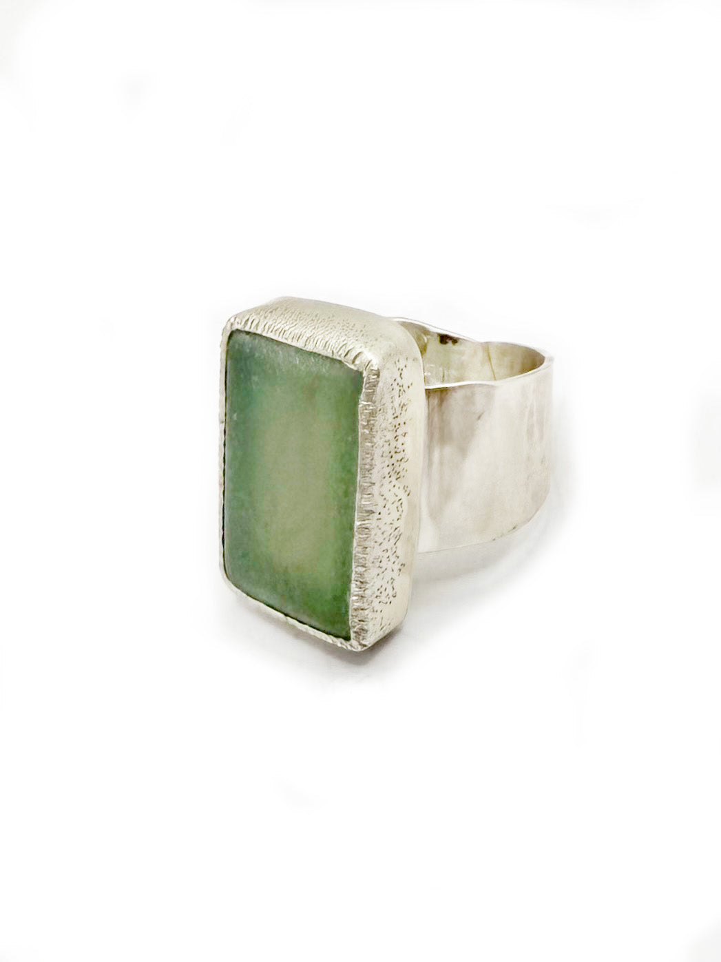 Bold Sterling Silver Signet Ring Featuring Rough Chalcedony – One-of-a-Kind Design