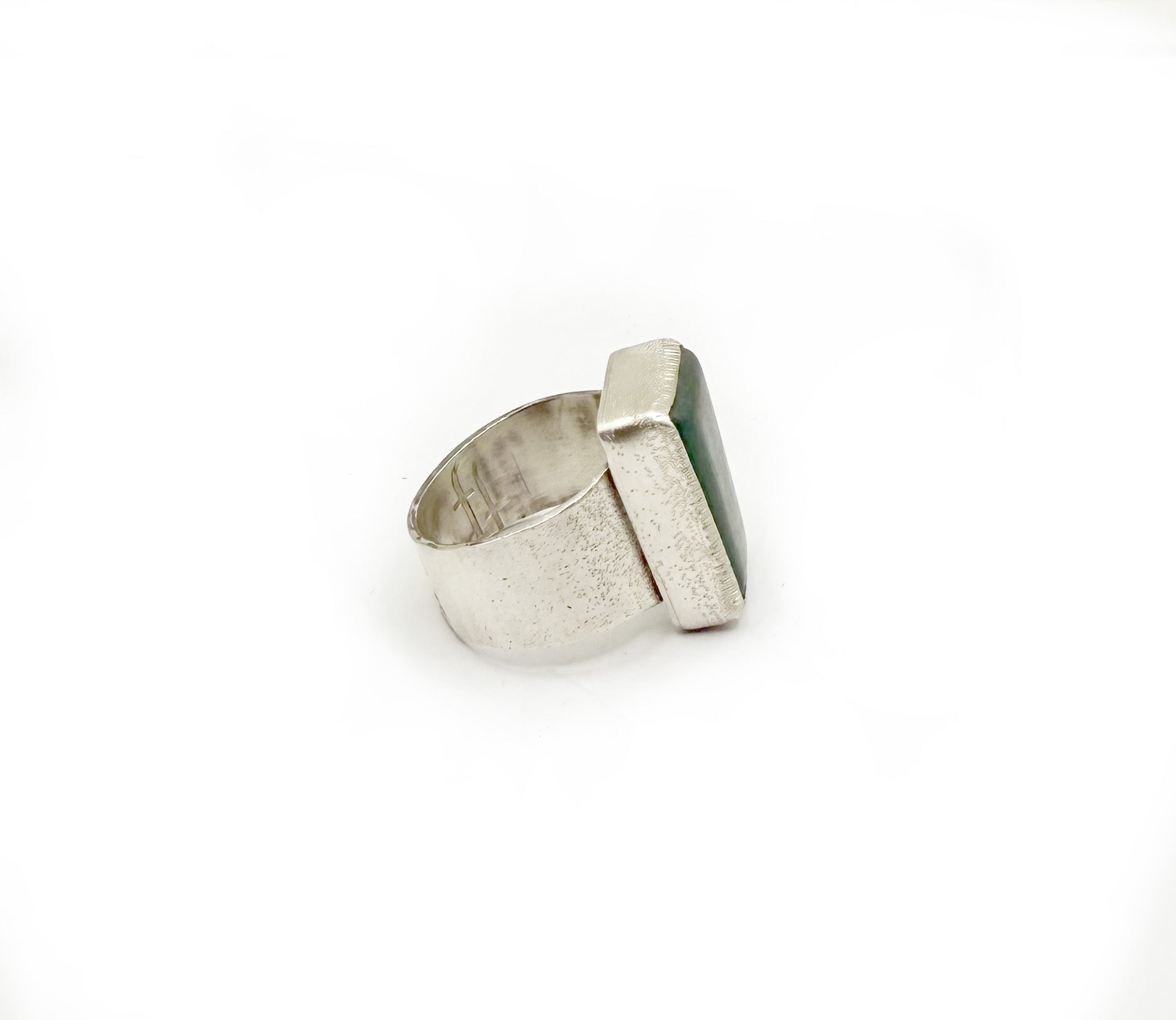 Bold Sterling Silver Signet Ring Featuring Rough Chalcedony – One-of-a-Kind Design II