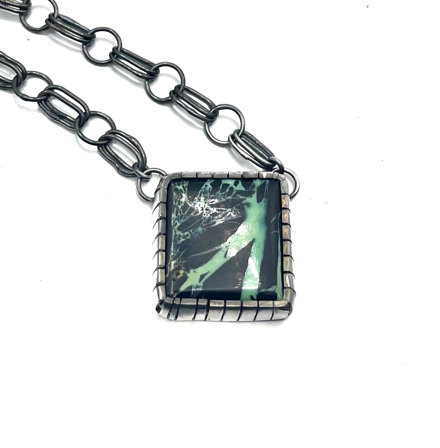 One-of-a-Kind San Pedro Turquoise Necklace – Handmade in Recycled Sterling Silver