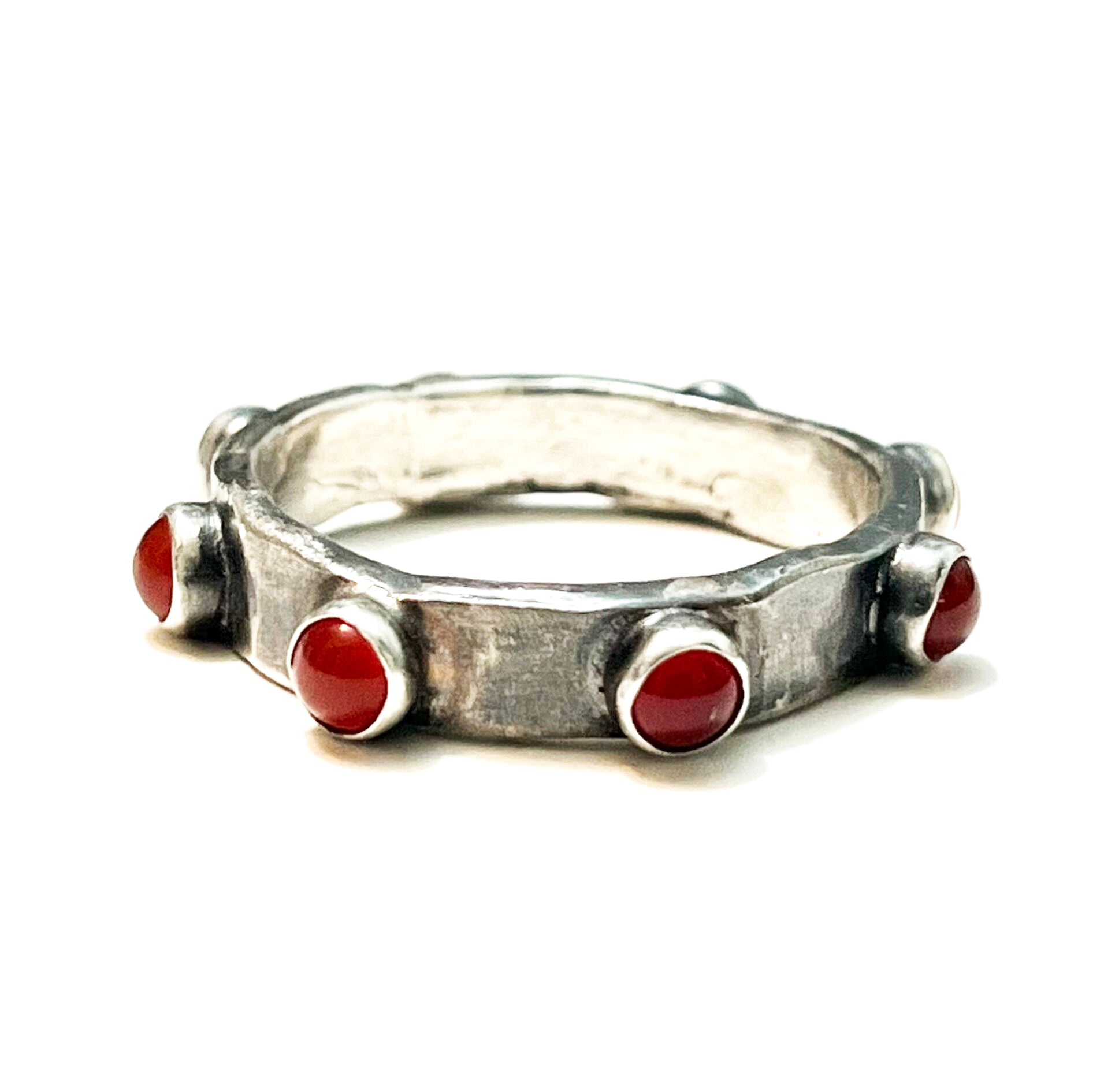Handcrafted Carnelian Sterling Silver Ring – Unique Size 10.5 Statement Jewelry