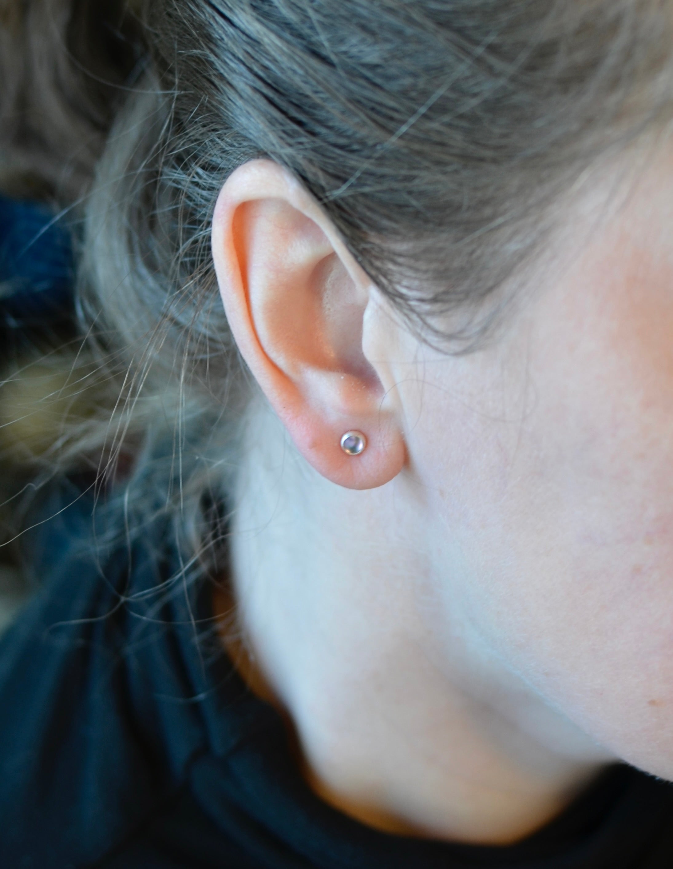 Vitrail Glass Studs - Sterling Silver