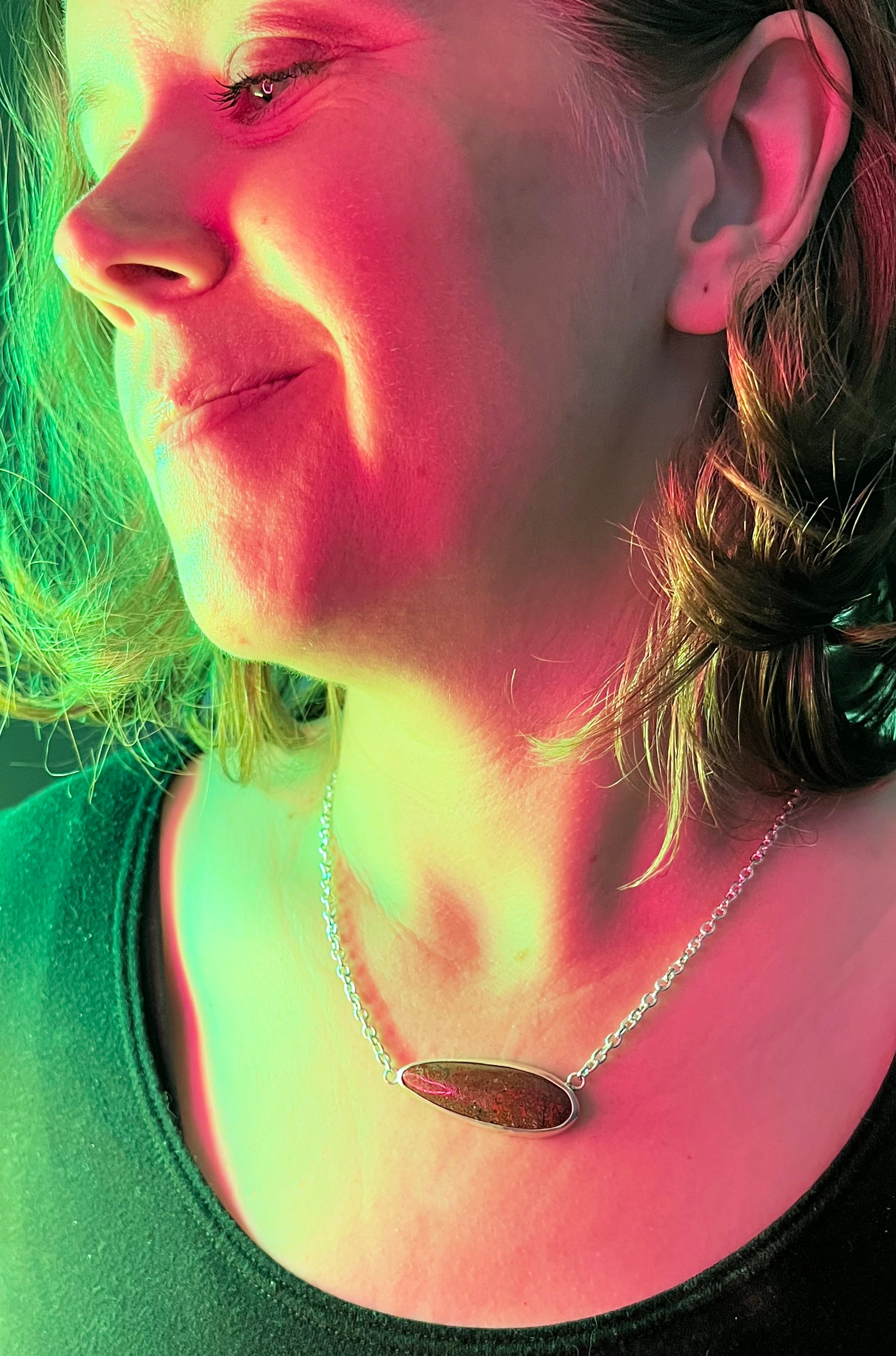 Sterling Dino Bone Necklace – Unique Prehistoric Pendant on 18" Sterling Silver Chain