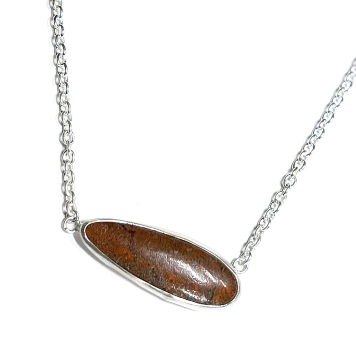 Sterling Dino Bone Necklace – Unique Prehistoric Pendant on 18" Sterling Silver Chain