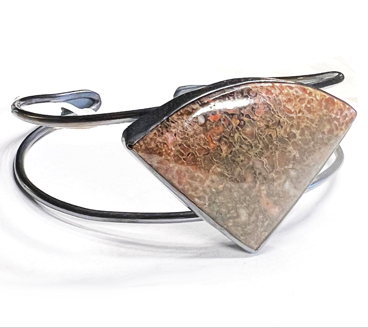 Sterling Dino Bone Cuff – Handcrafted Sterling Silver Bracelet with Prehistoric Elegance