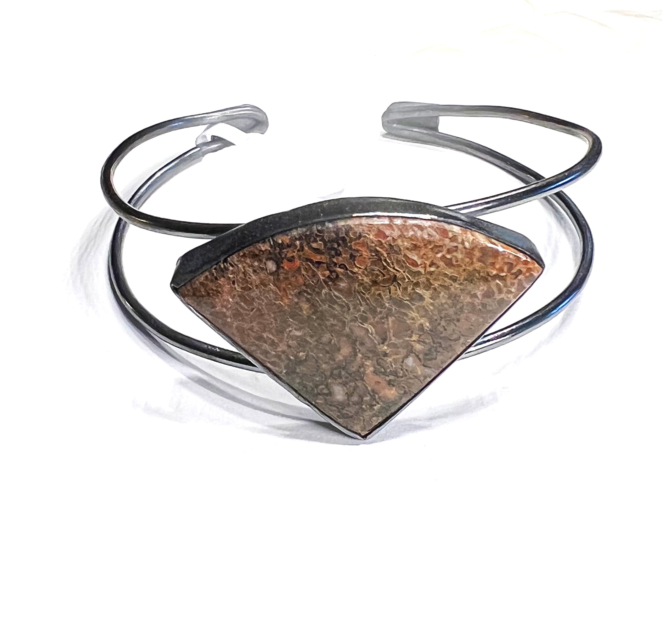 Sterling Dino Bone Cuff – Handcrafted Sterling Silver Bracelet with Prehistoric Elegance