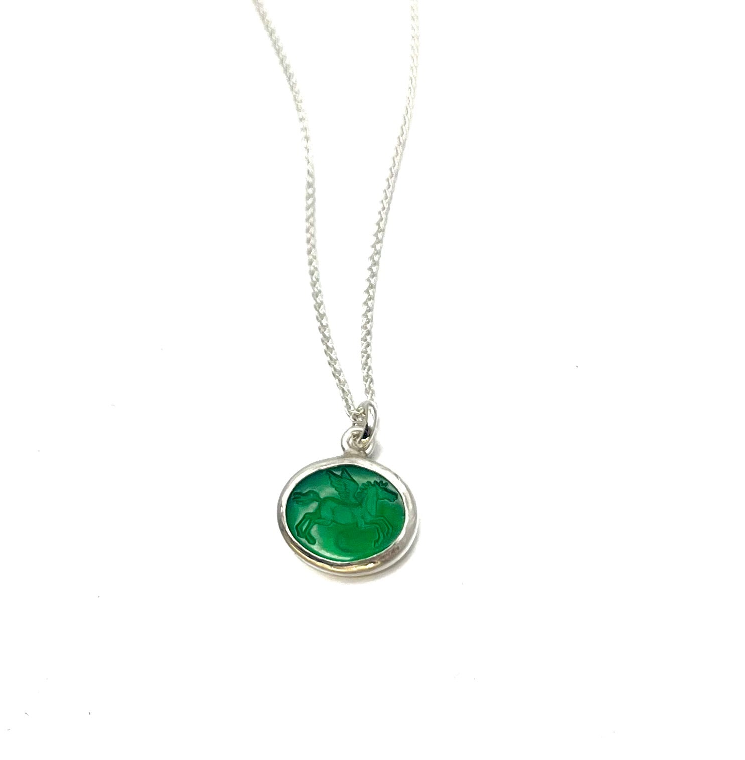 Green Jade Pegasus Intaglio