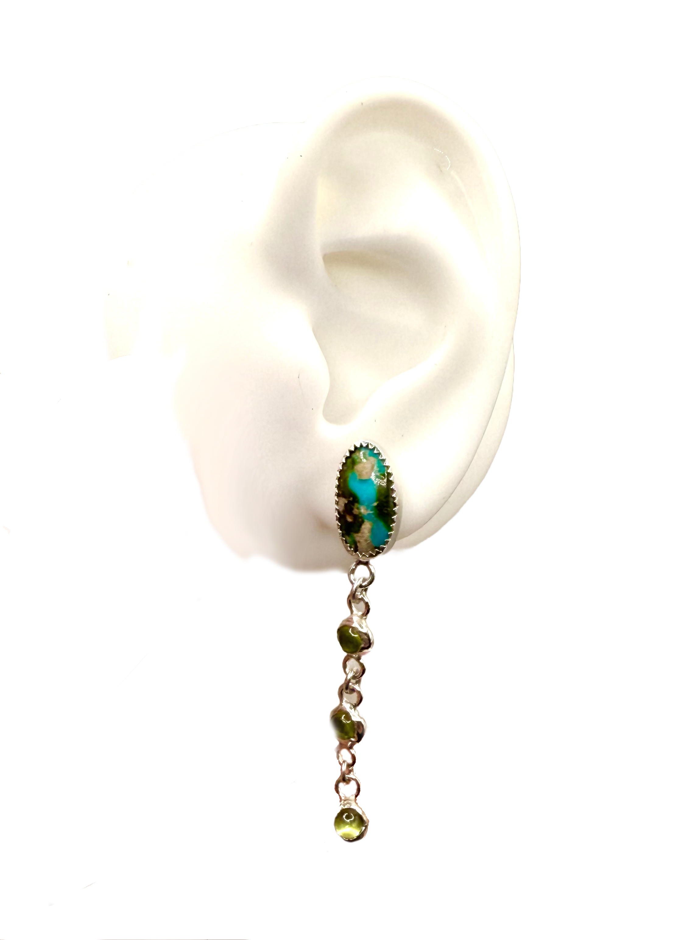 Sonoran Turquoise and Peridot Drop Studs IV