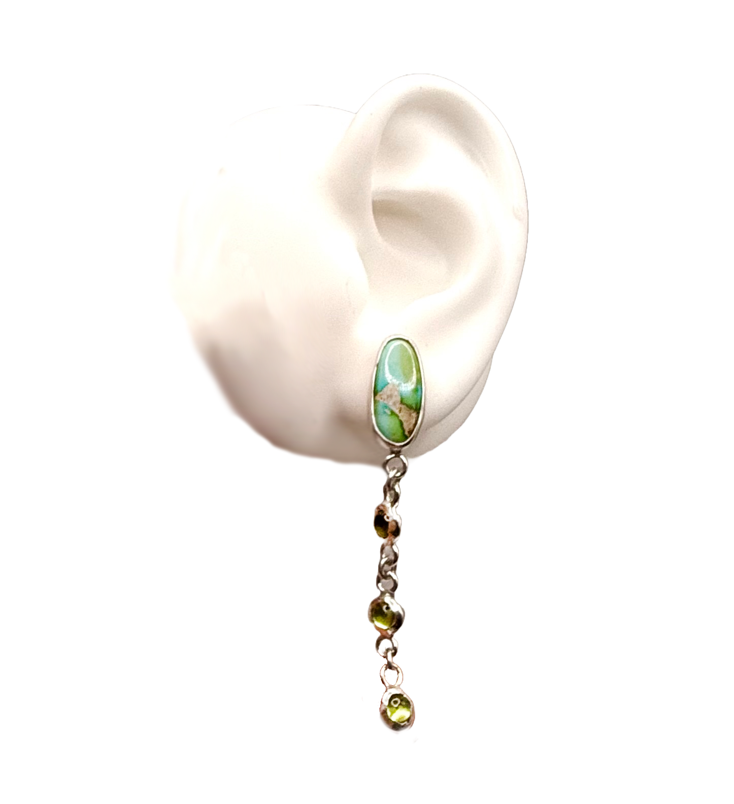 Sonoran Turquoise and Peridot Drop Studs III