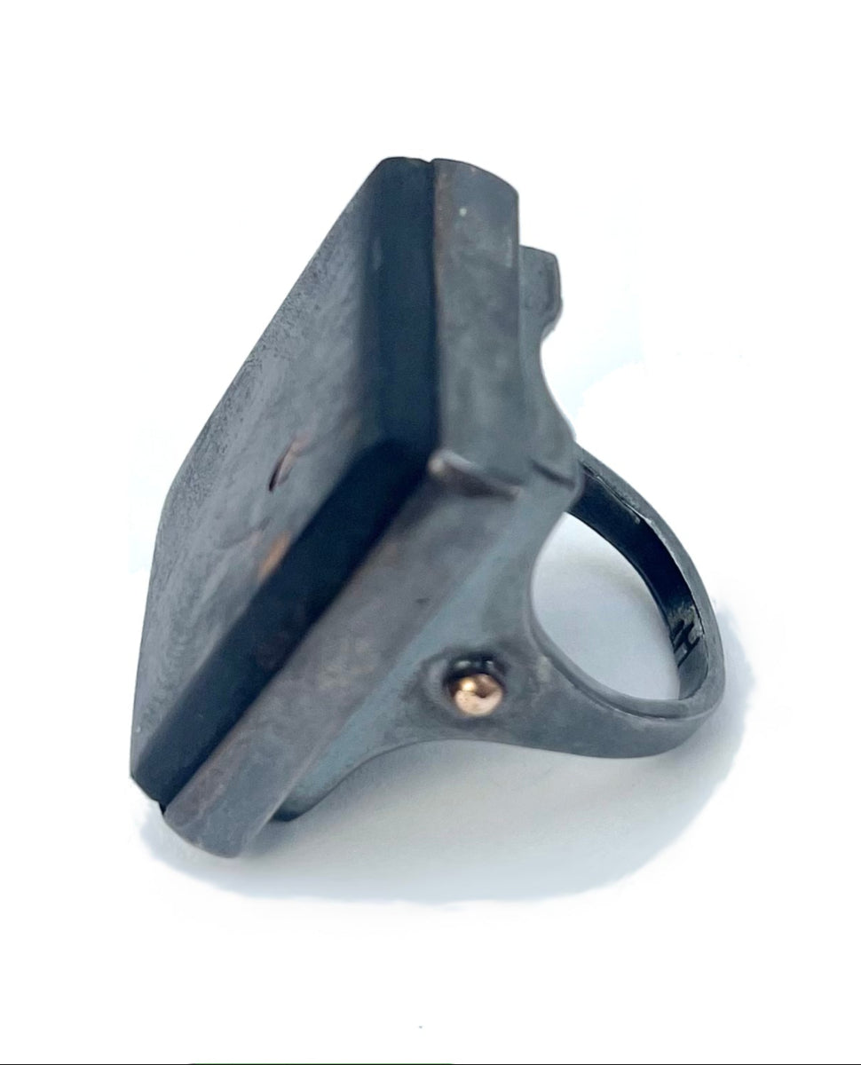 Ebony and Oxidized Sterling Silver with 14K Gold Signet Ring – Timeless Modern-Classic Jewelry