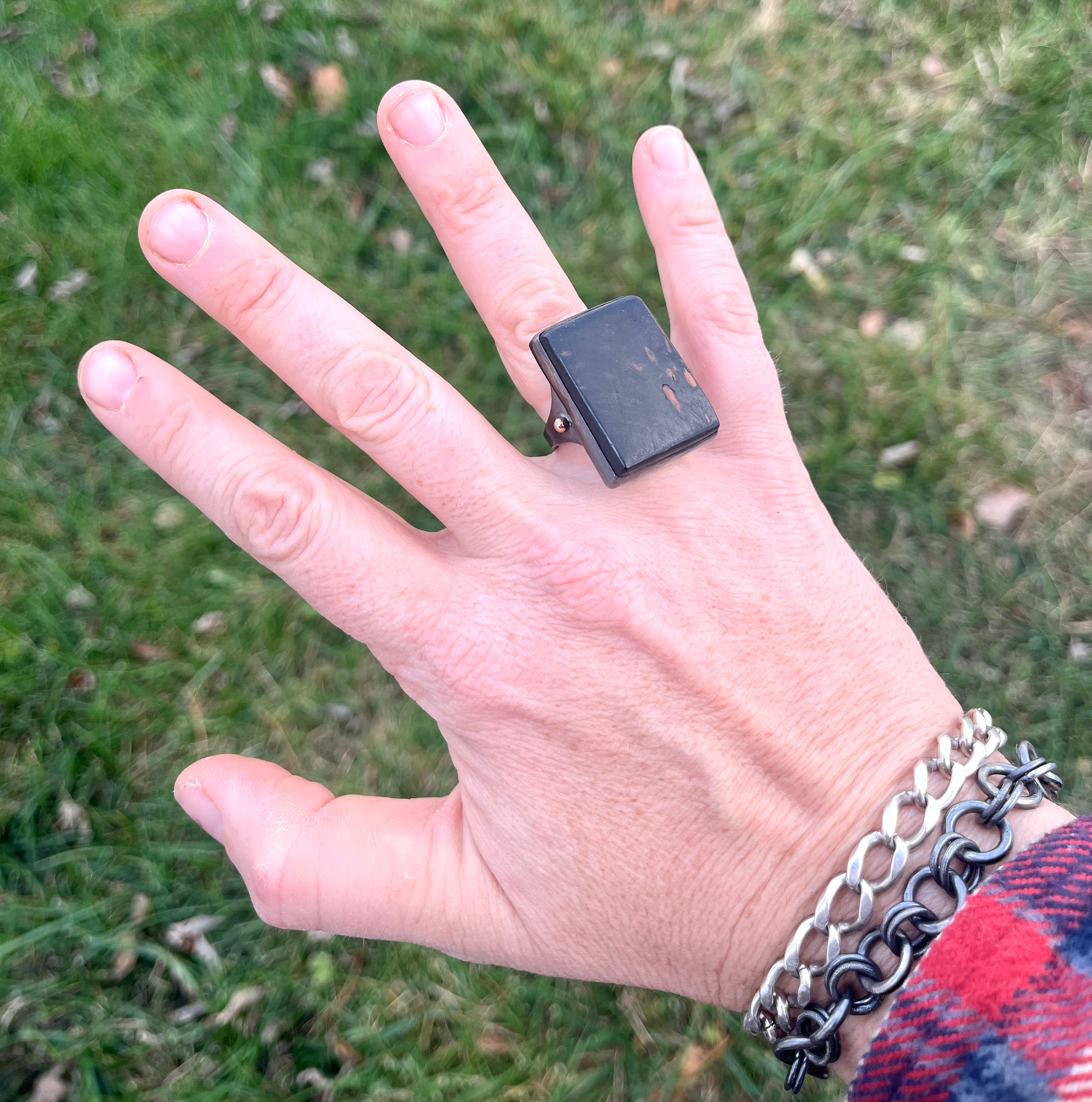 Ebony and Oxidized Sterling Silver with 14K Gold Signet Ring – Timeless Modern-Classic Jewelry