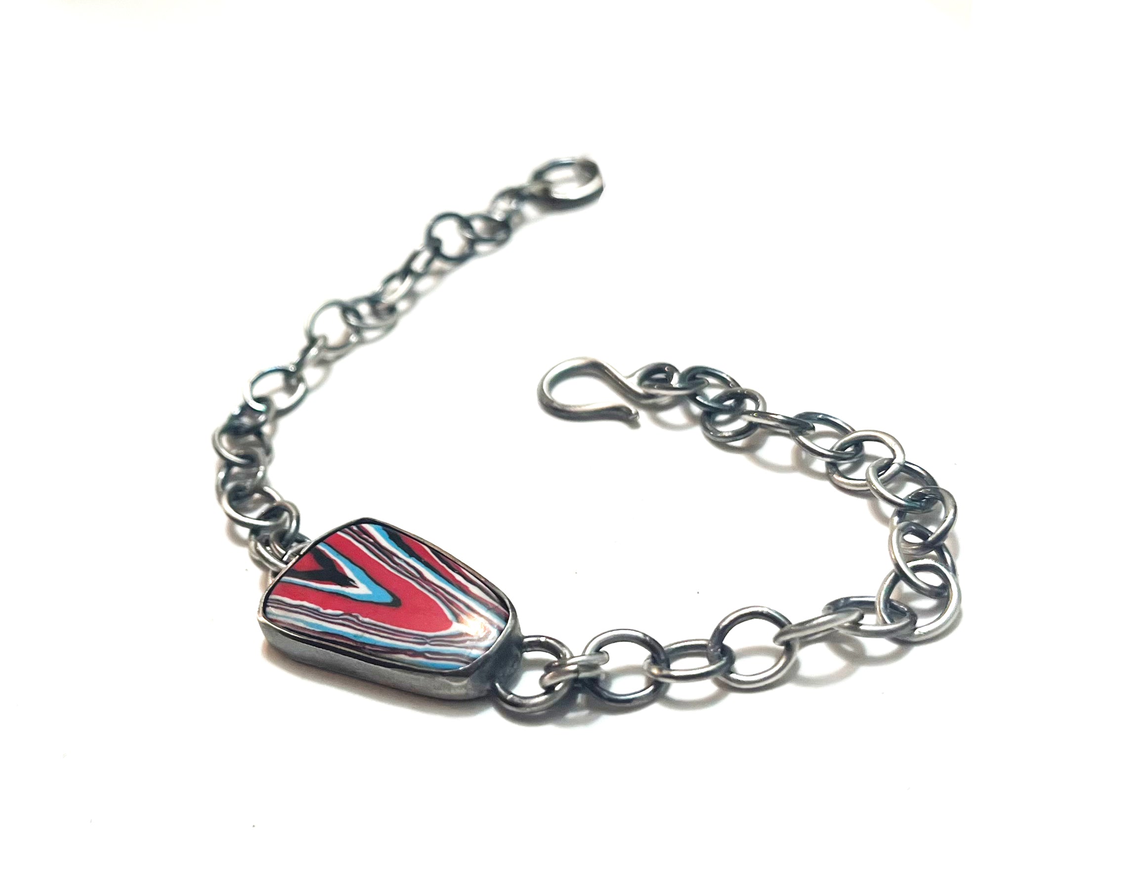 Fordite Sterling Silver Bracelet – Unique Motor City Keepsake Celebrating Industrial America