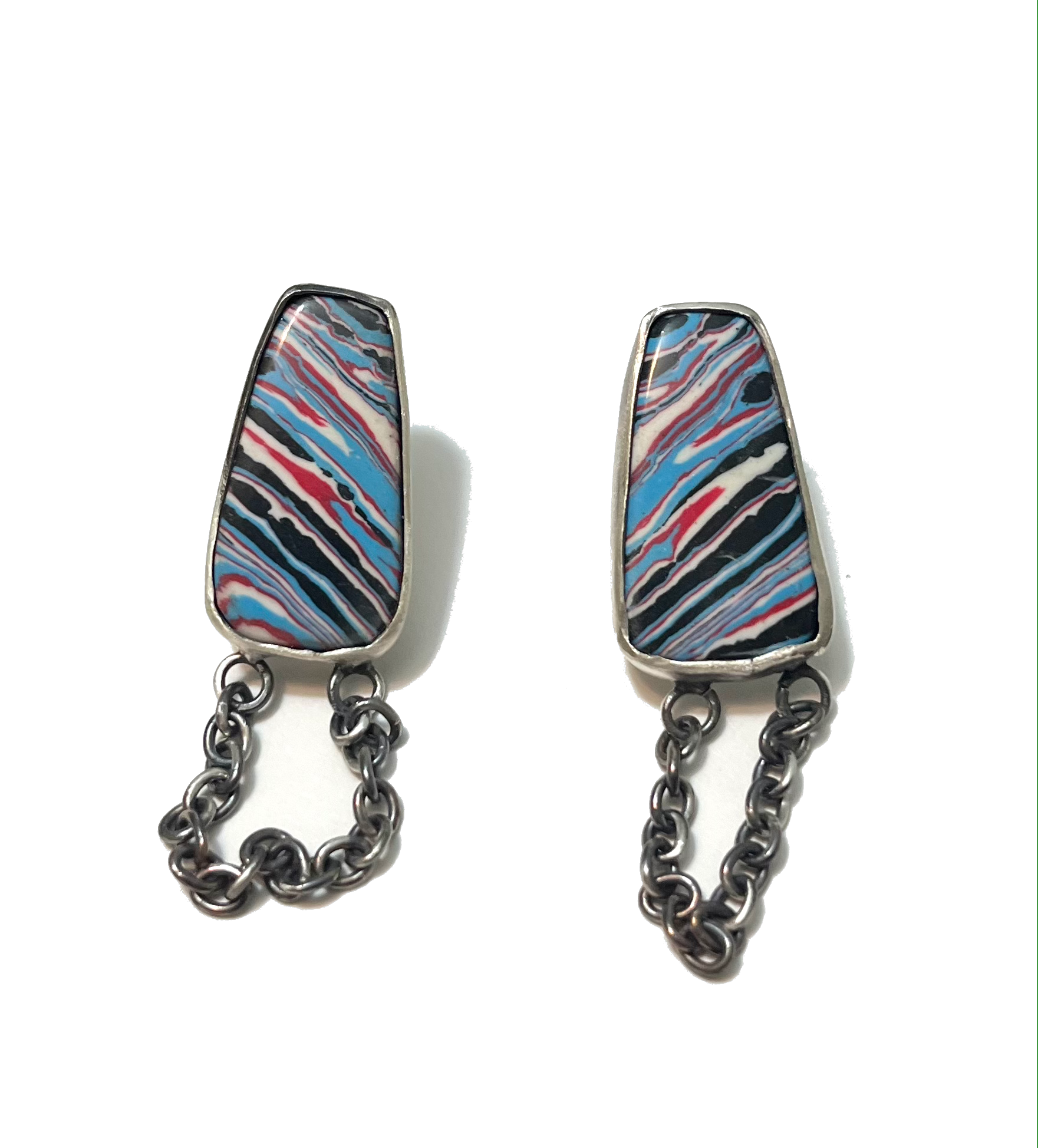 Fordite Chain Dangle Earrings