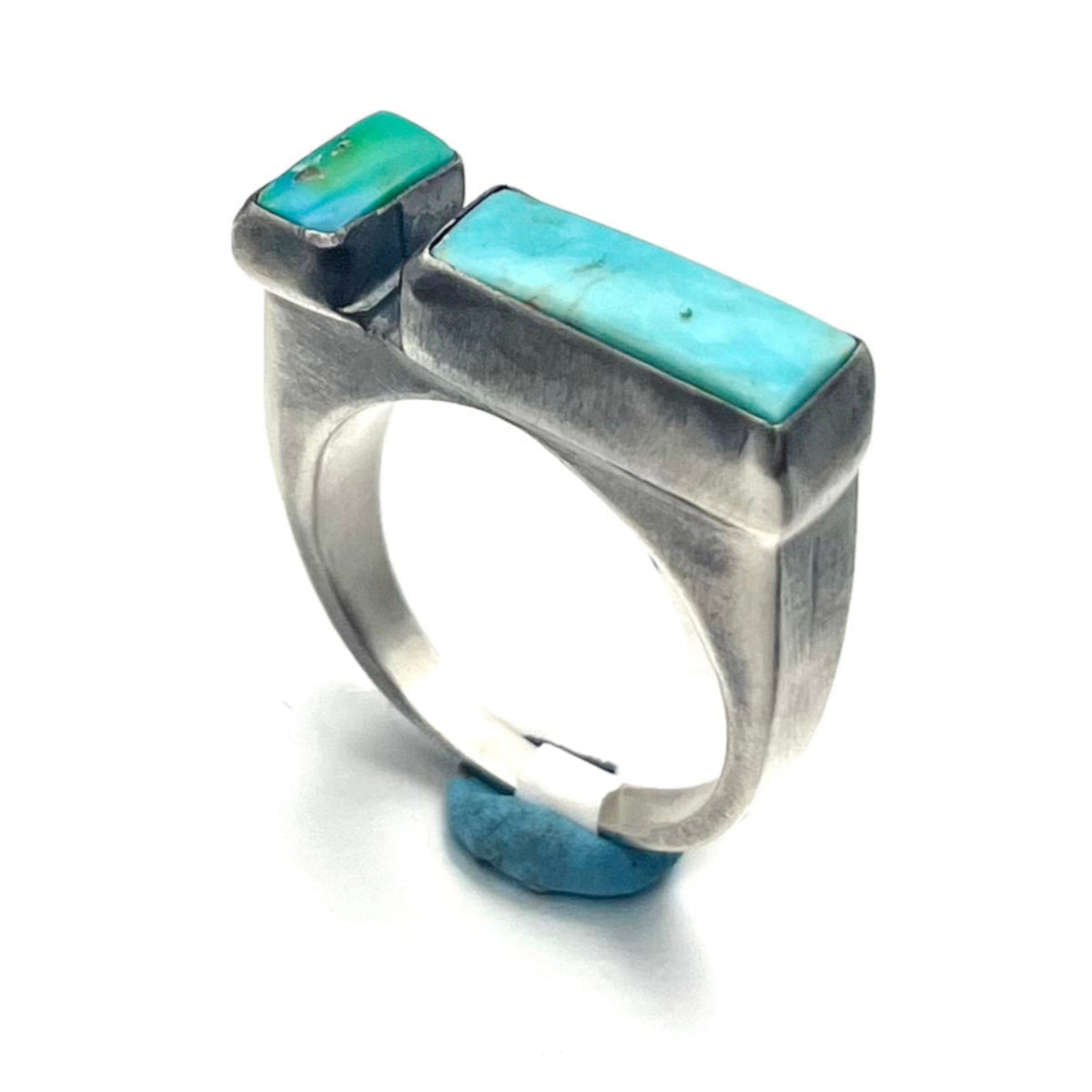 Kingman and Sonoran Gold Turquoise Signet Ring – Handcrafted Sterling Silver Statement Jewelry