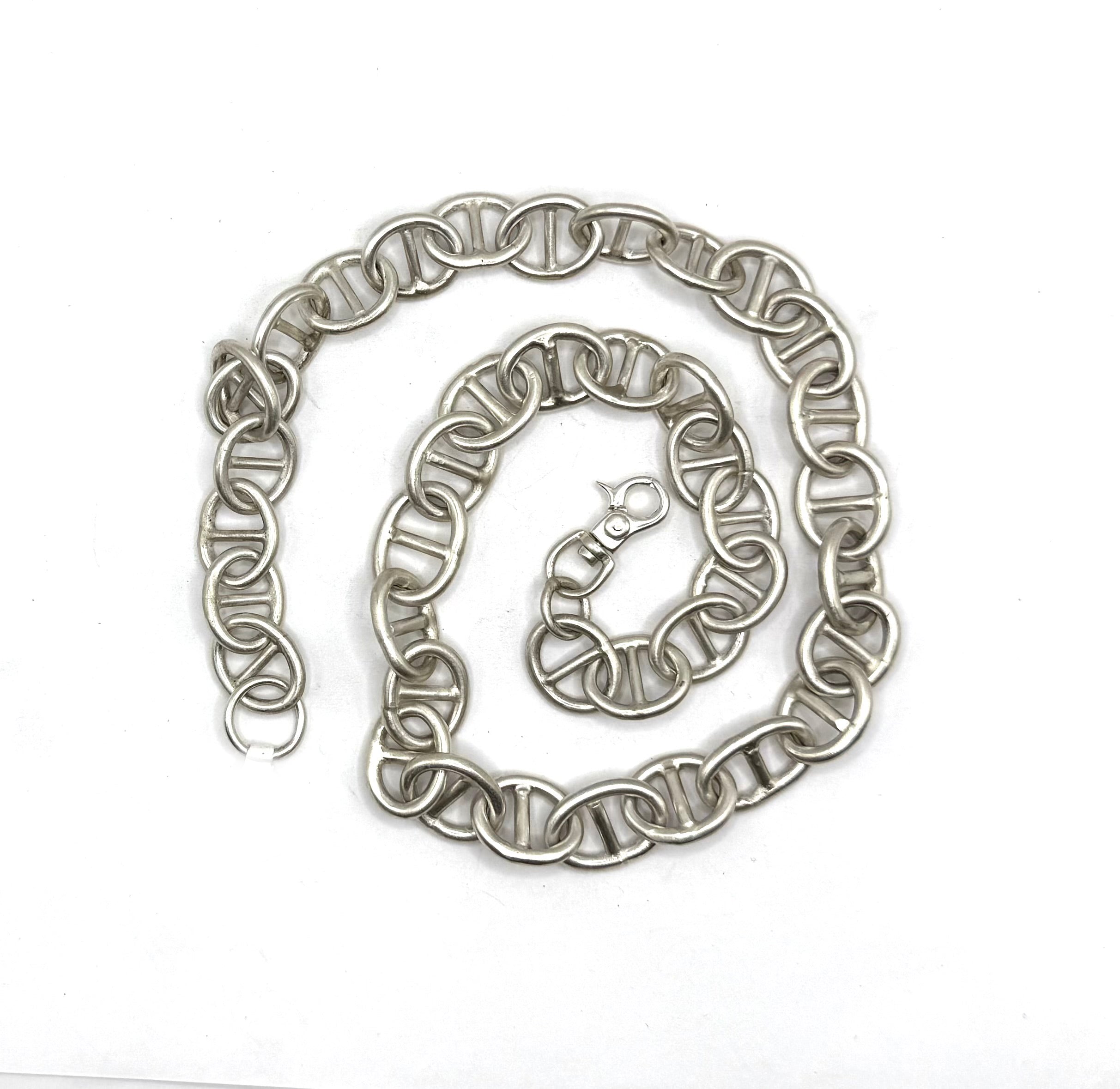 Handmade Sterling Silver Marine Chain Necklace | Artisan 925 Jewelry