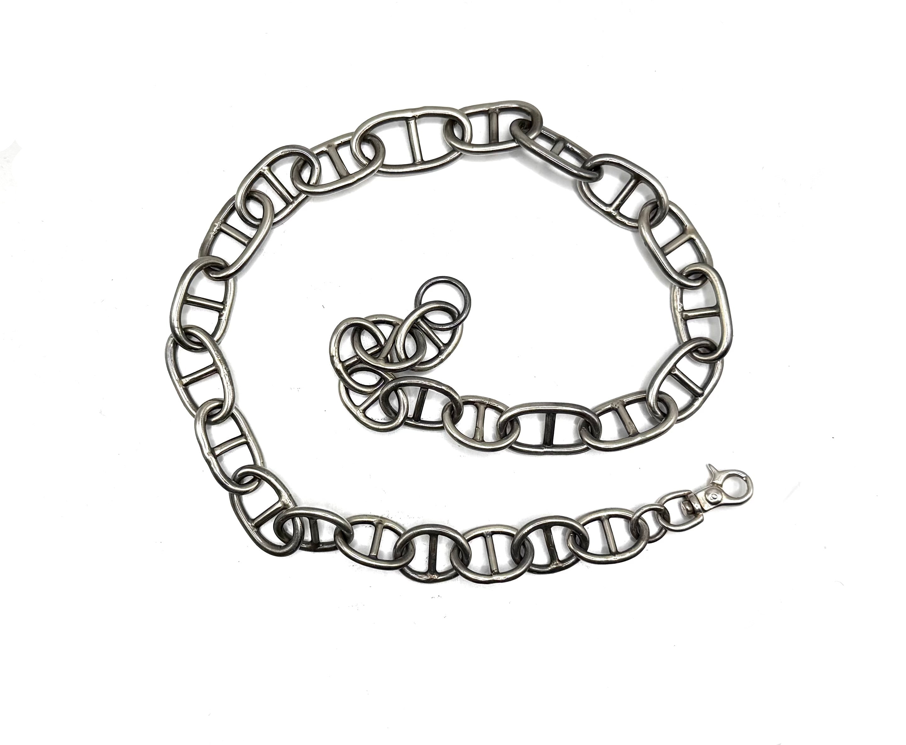 Silver chain on a white background