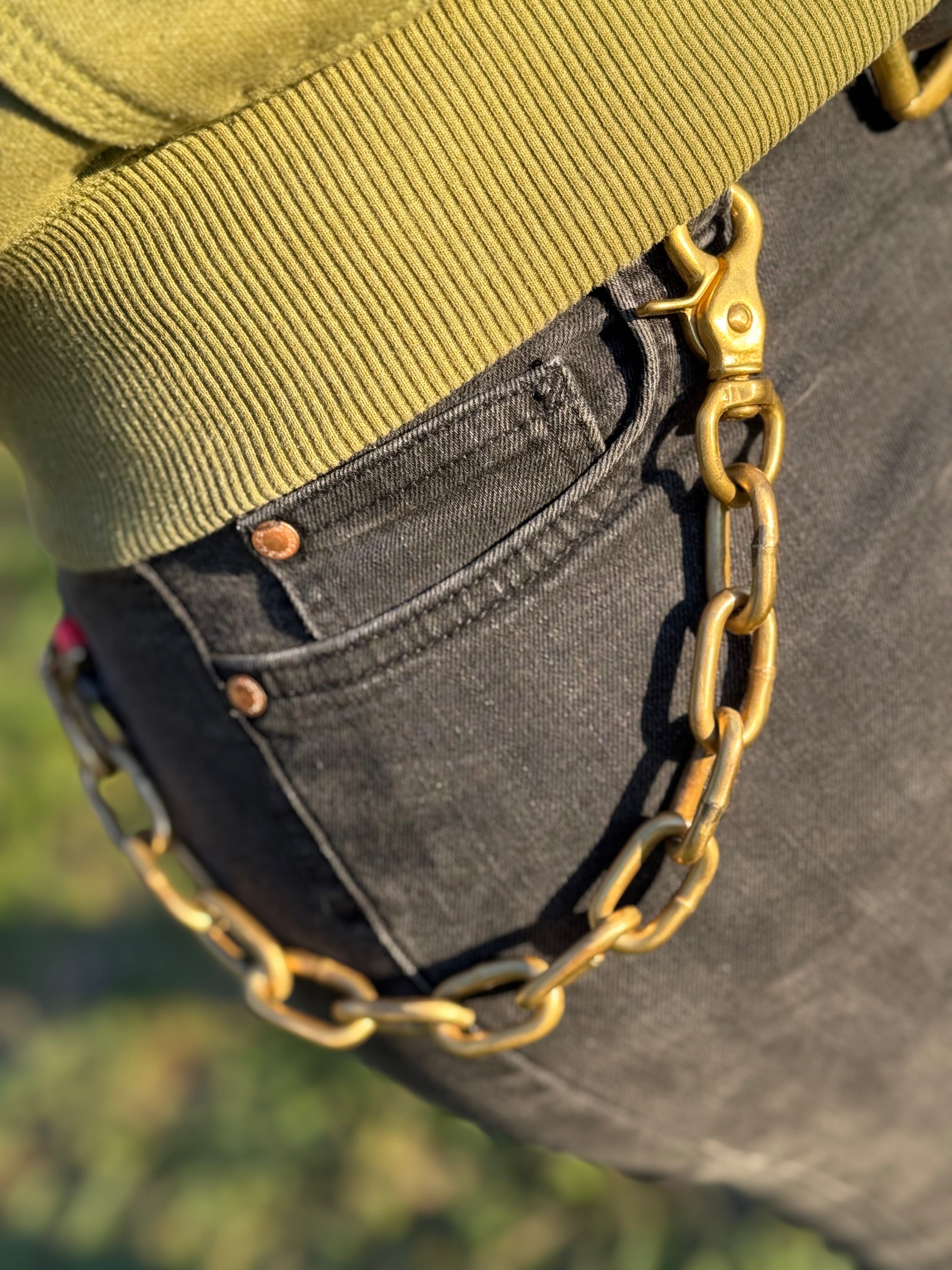 Fine Arzt x Haus of Jung | Solid Brass Wallet Chain + Textured Leather Wallet