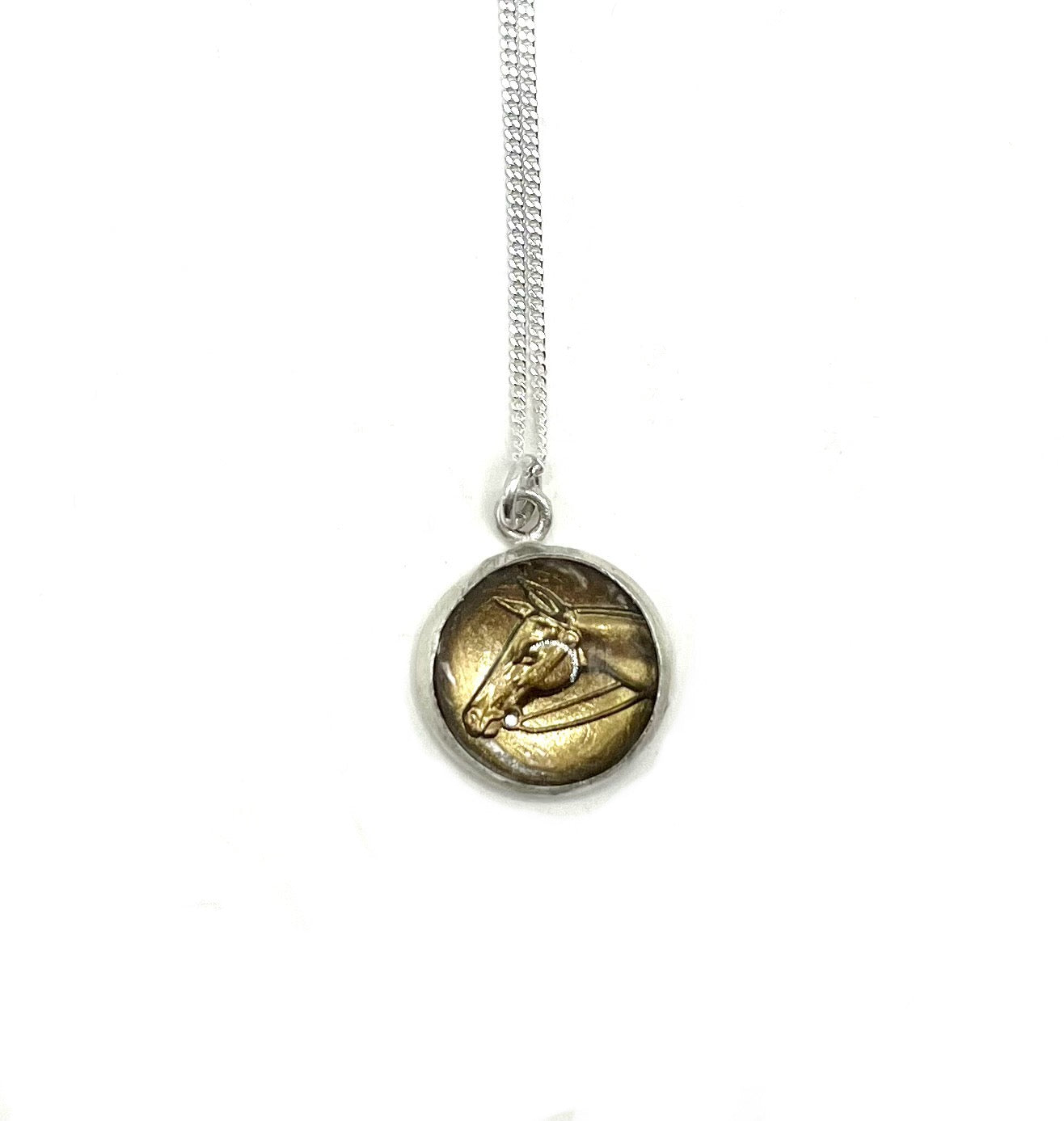 Vintage Czech Glass Intaglio Horse Necklace