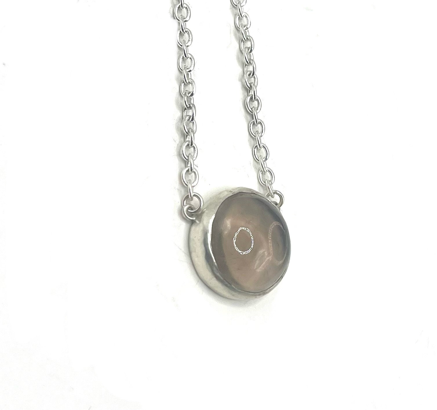 Smokey Quartz Pendant Necklace – Handmade Sterling Silver Cable Chain, 18" with Hook Clasp