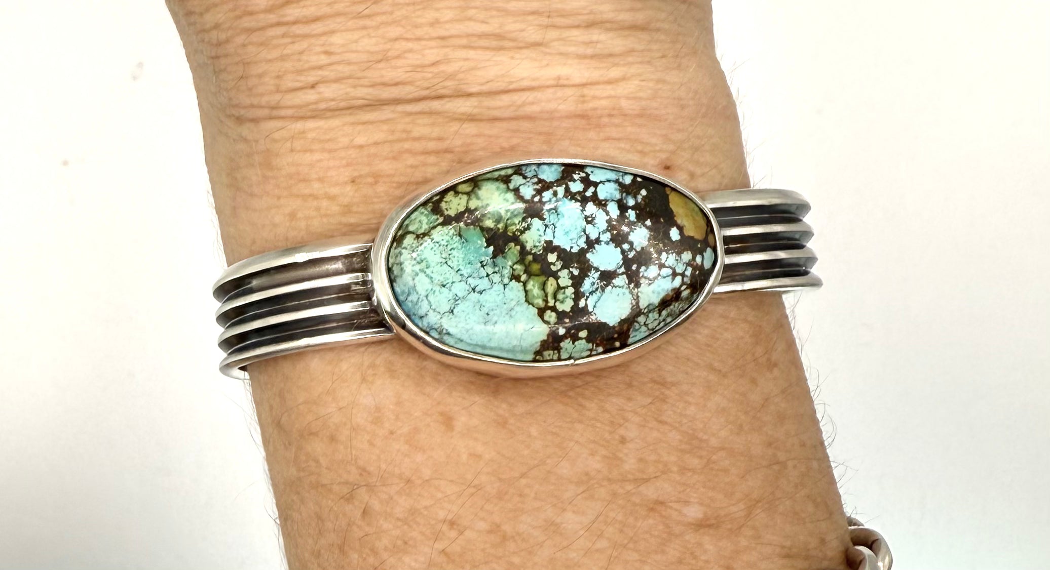 Blue Treasure Mountain Turquoise Sterling Silver Cuff – Handmade Artisan Jewelry