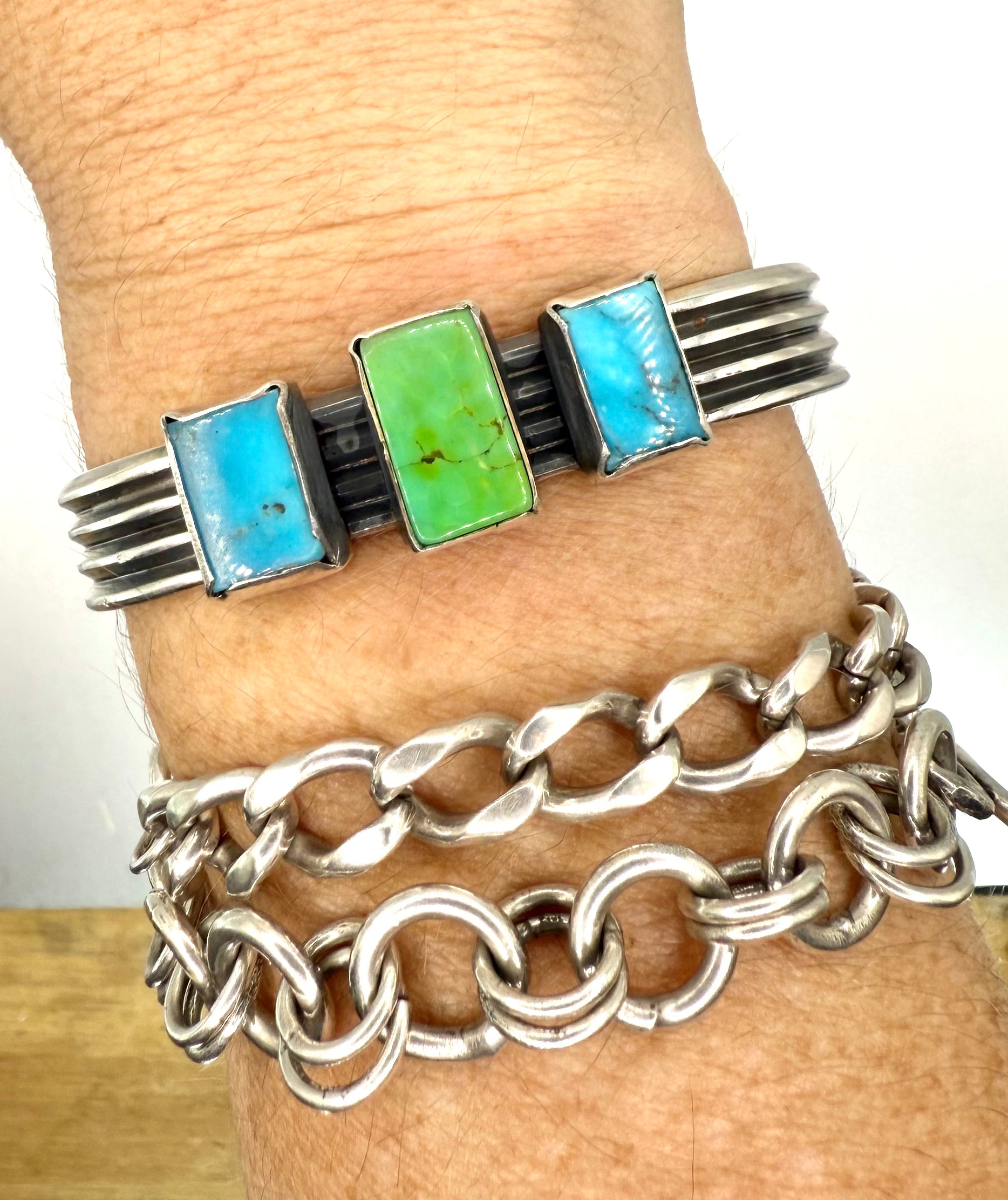 Sonoran Gold Turquoise Sterling Silver Cuff – Handmade Artisan Jewelry