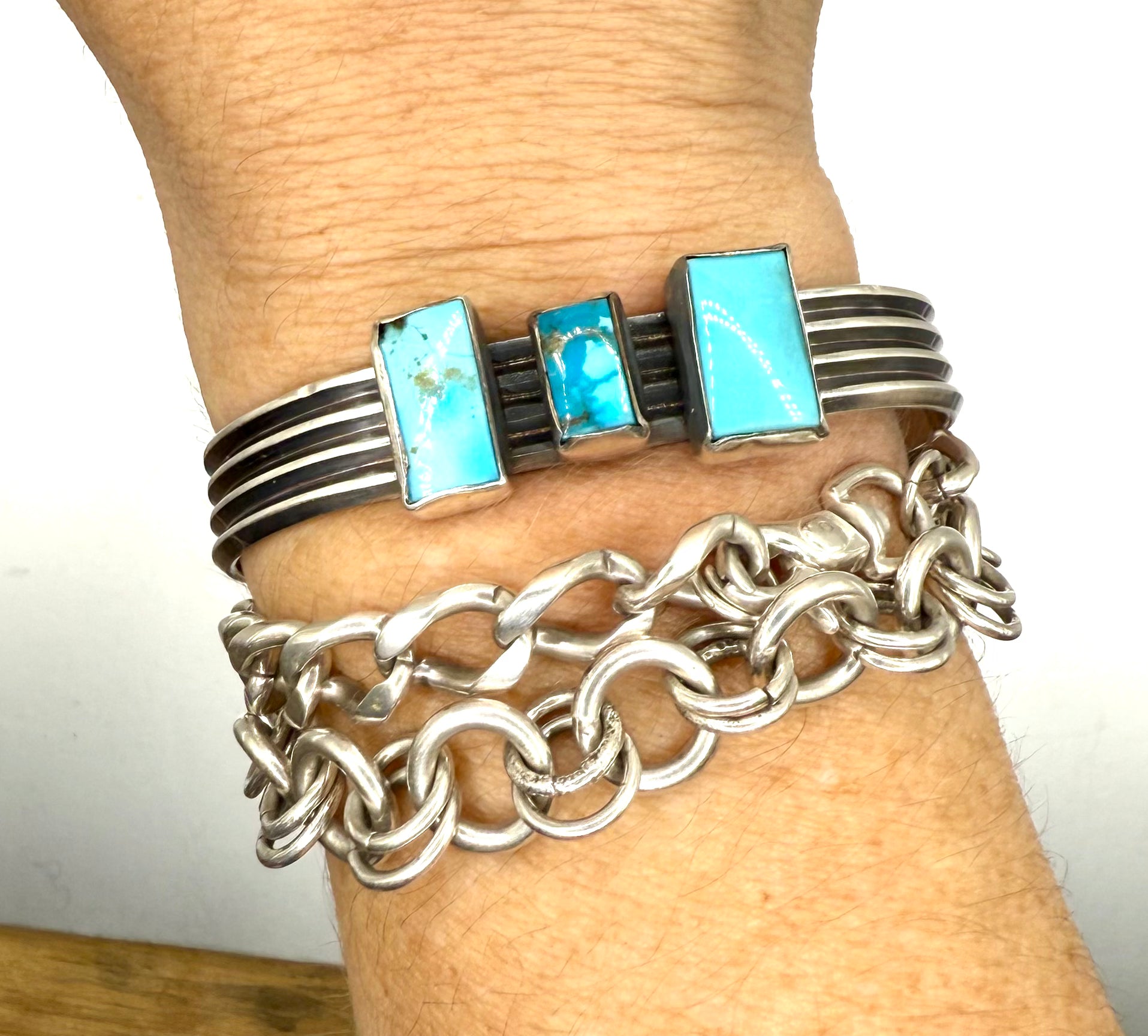 Sonoran Gold Turquoise Sterling Silver Cuff – Handmade Artisan Jewelry from Northern Mexico