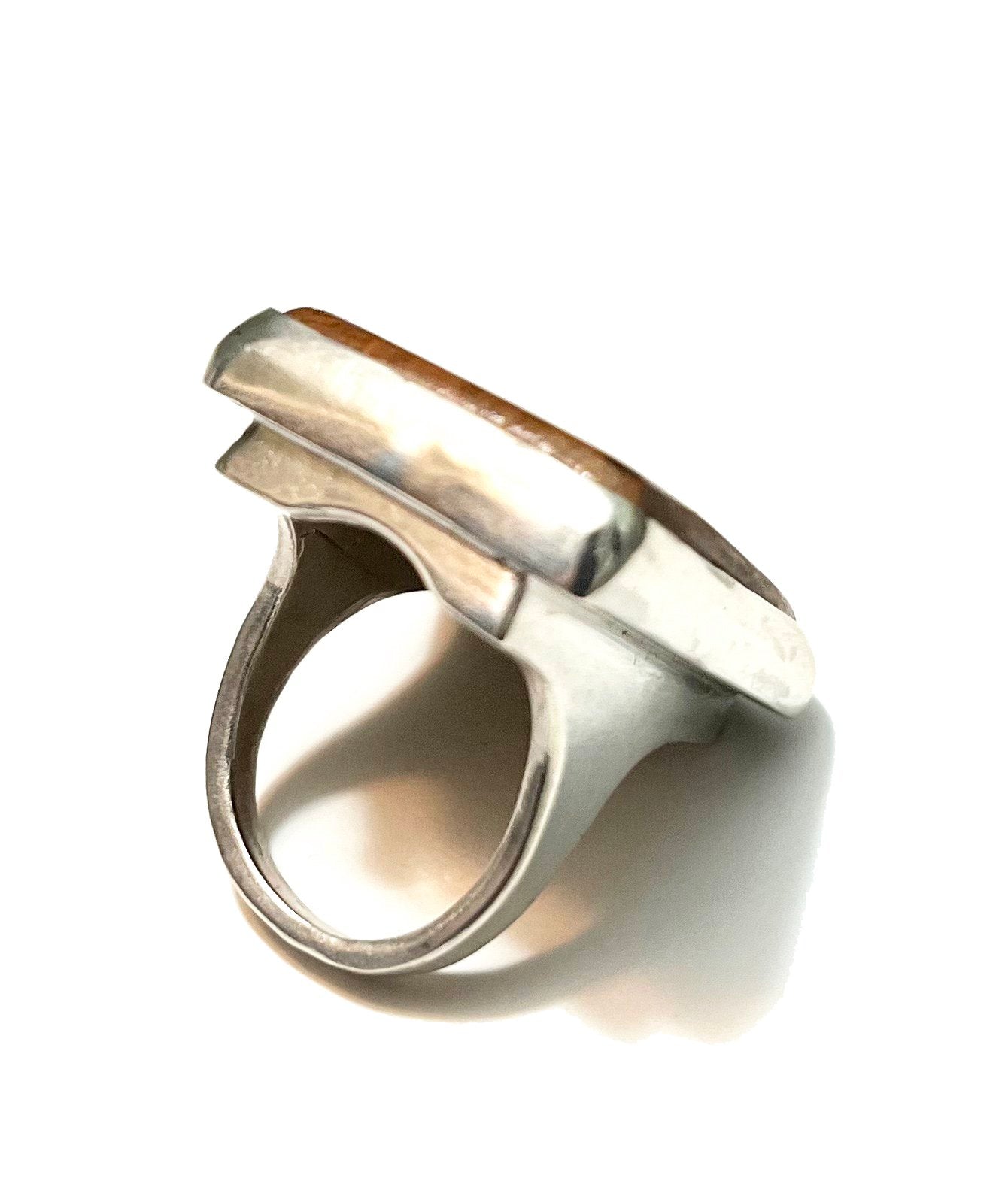 Cherry Wood Silver Signet Ring