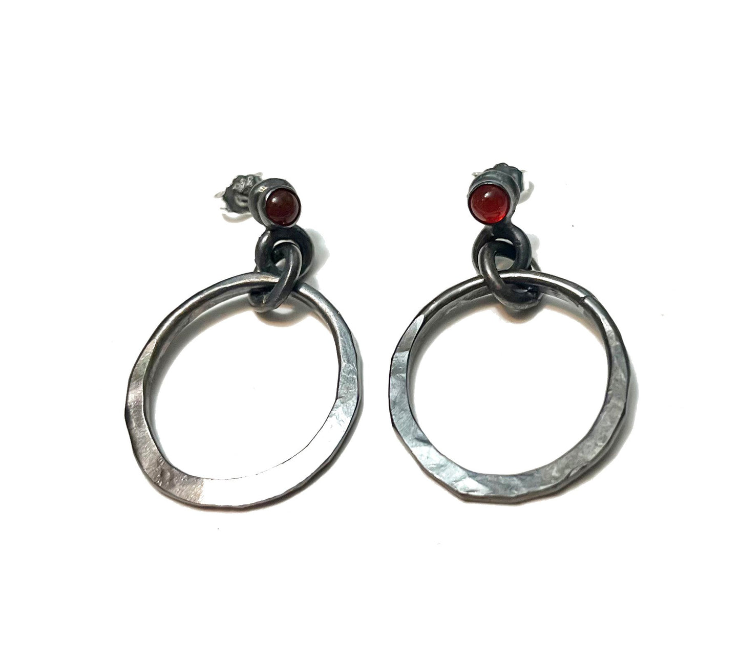 Hammered Hoops with Carnelian