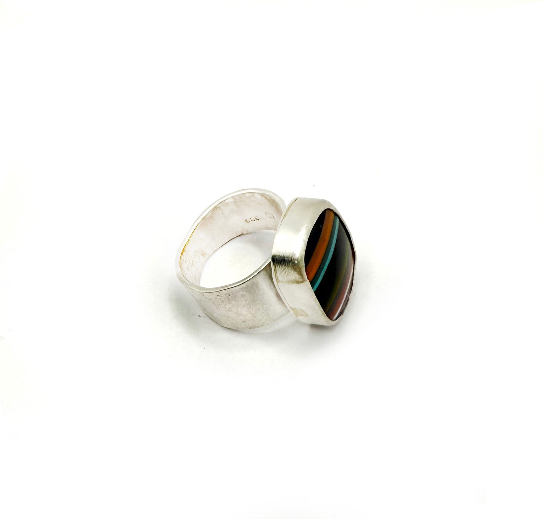 One-of-a-Kind Sterling Silver Signet Ring with Surfite Stone | Handmade Sustainable Jewelry