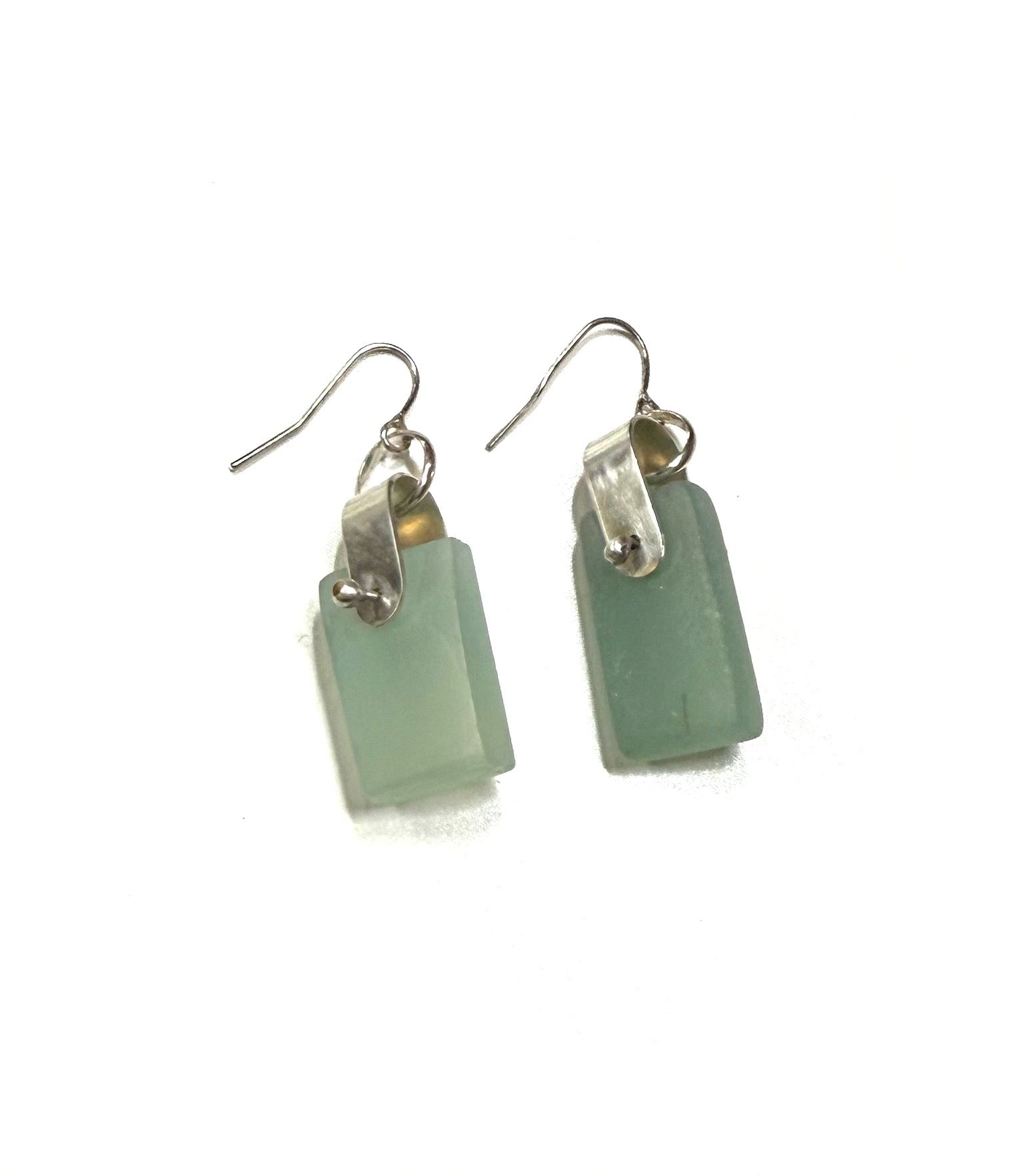 Rough-Cut Chalcedony Earrings with Kinetic Sterling Silver Dangles