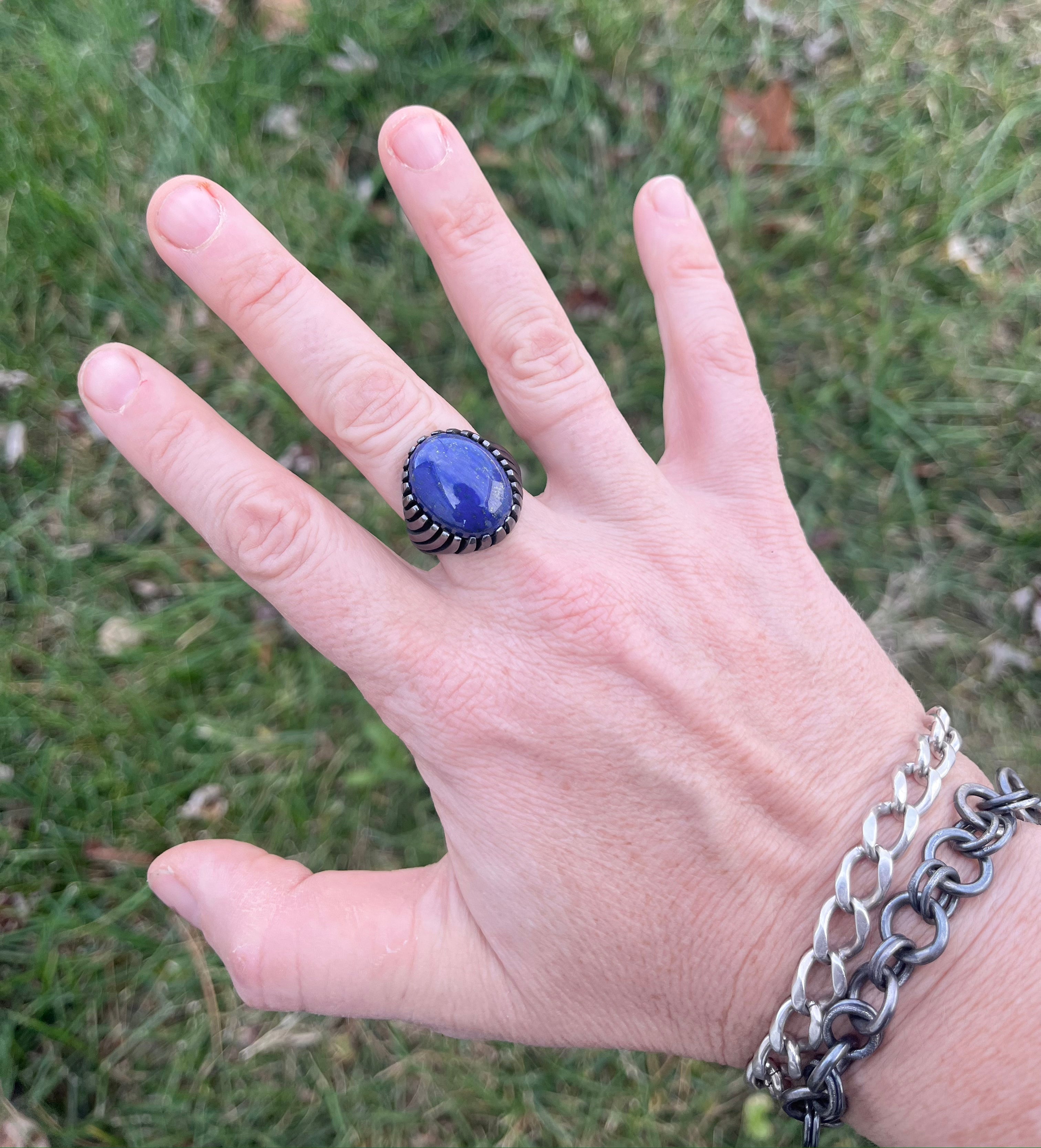 Sterling Silver Ring with Rare Lapis Lazuli Stone – Elegant Handmade Jewelry