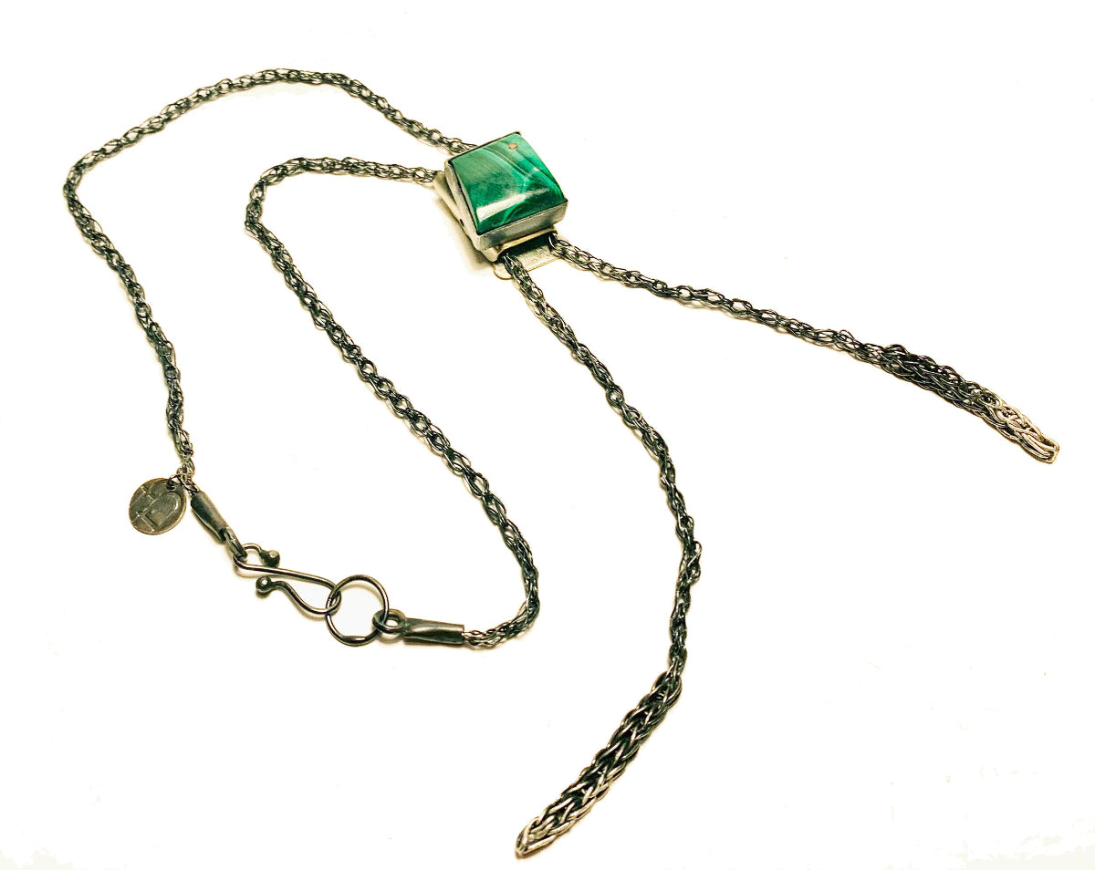 Adjustable Handwoven Fine Silver Chain Bolo Necklace – Unique Artisan Jewelry