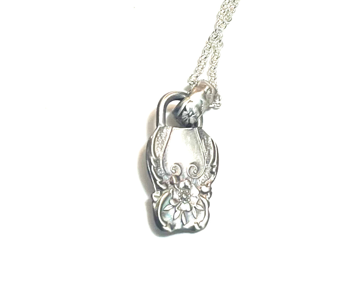Sterling Spoon Necklace with Moss Agate – Handmade Unique Pendant on 18" Sterling Silver Chain