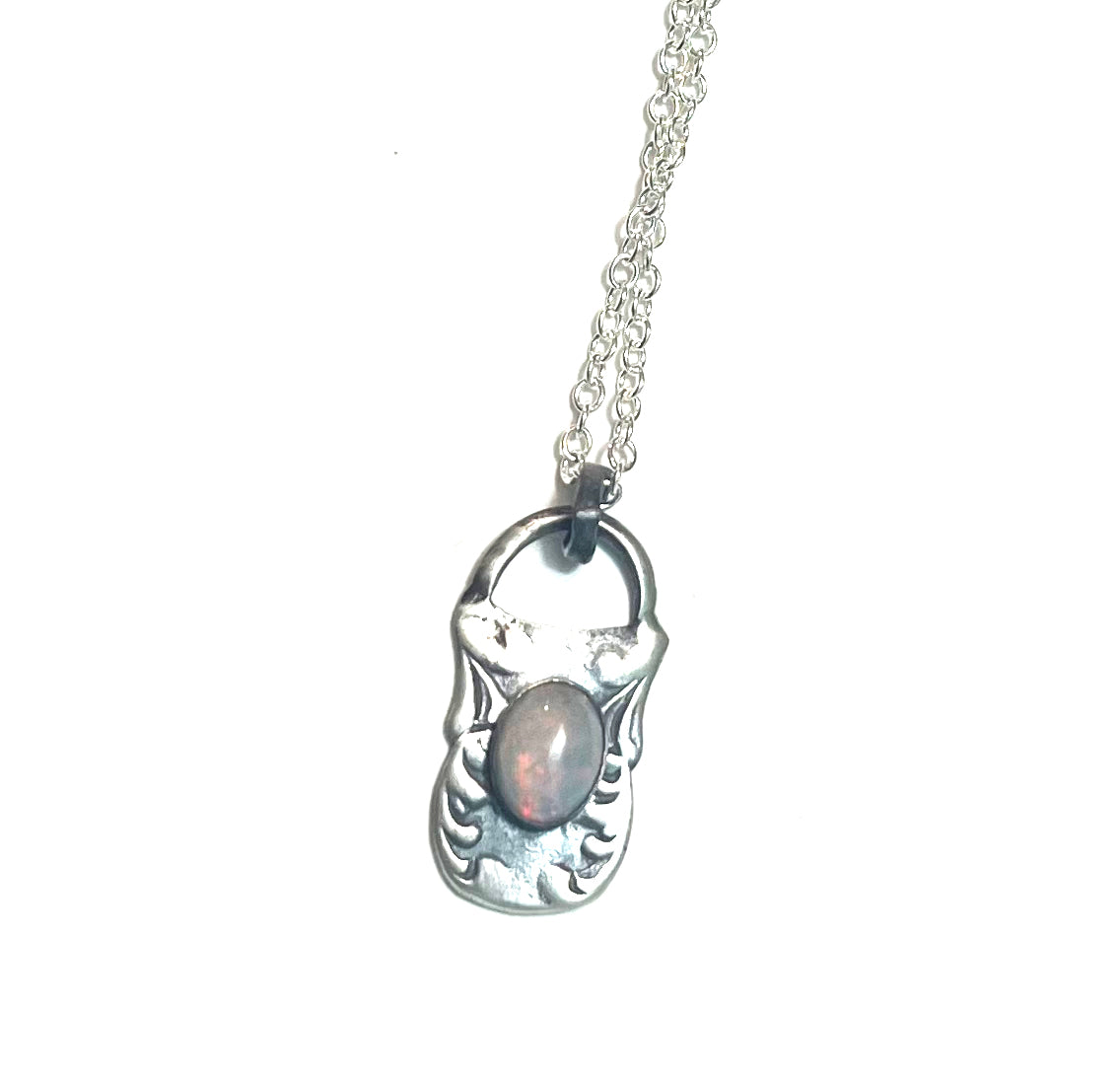 Sterling Siver high quality Spoon Necklace with Real Opal