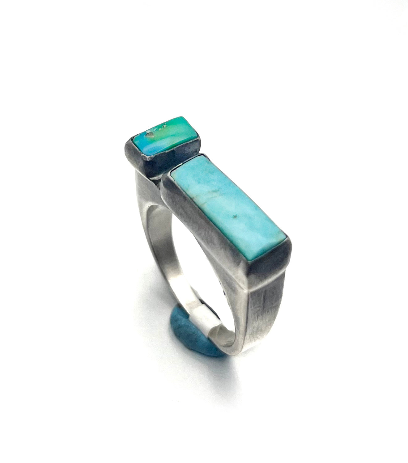 Kingman and Sonoran Gold Turquoise Signet Ring – Handcrafted Sterling Silver Statement Jewelry