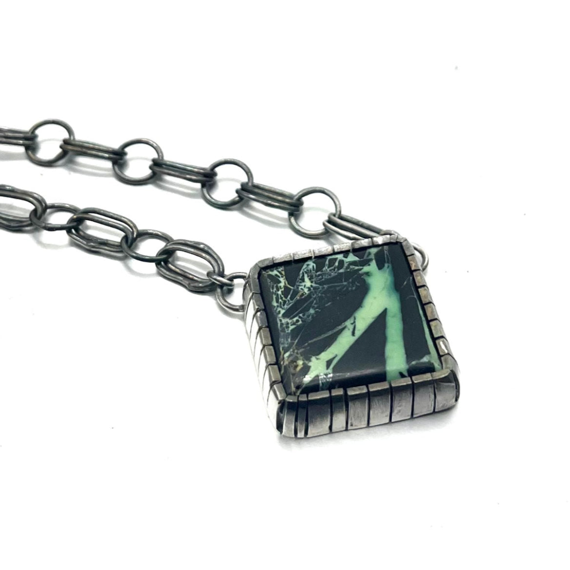 One-of-a-Kind San Pedro Turquoise Necklace – Handmade in Recycled Sterling Silver
