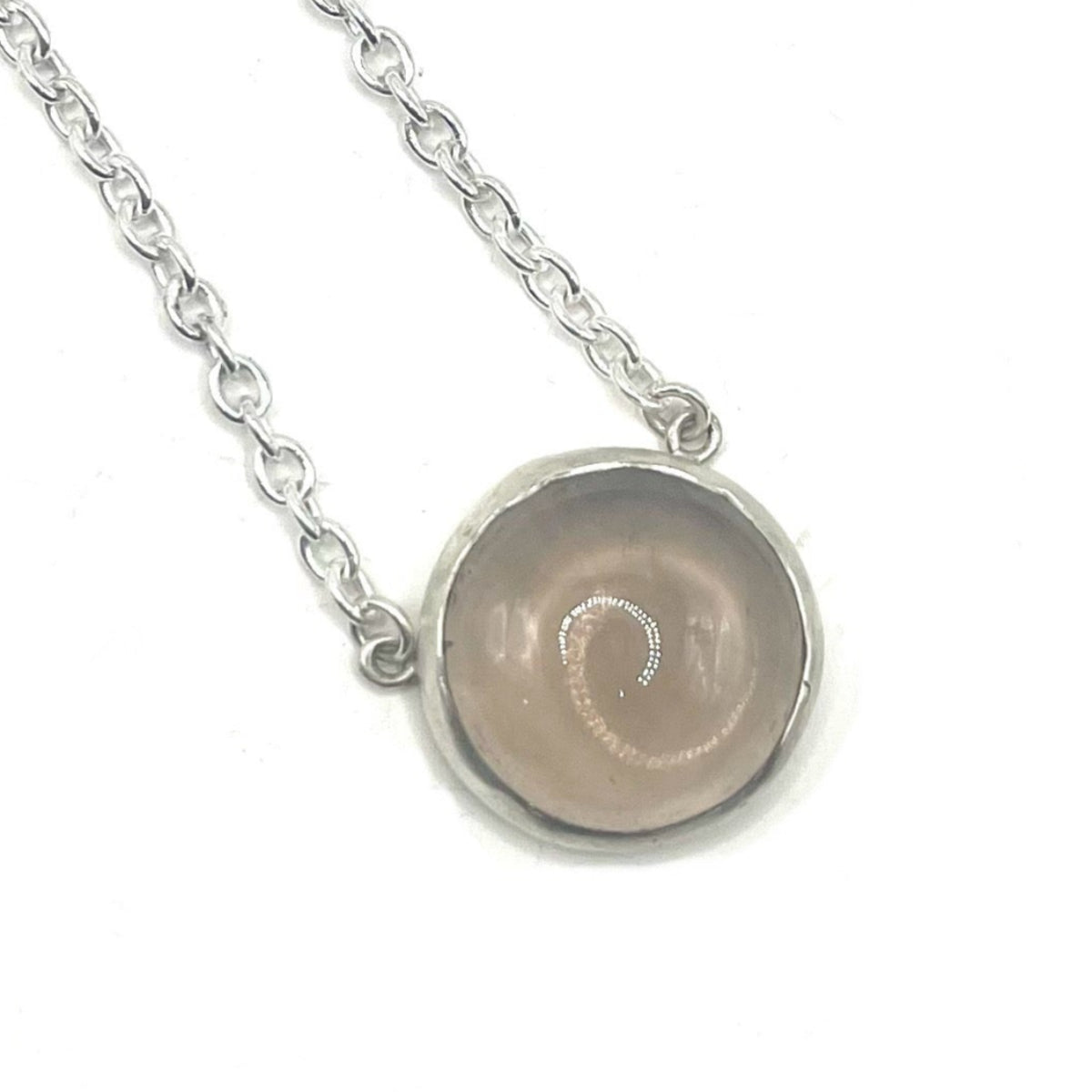 Smokey Quartz Pendant Necklace – Handmade Sterling Silver Cable Chain, 18" with Hook Clasp