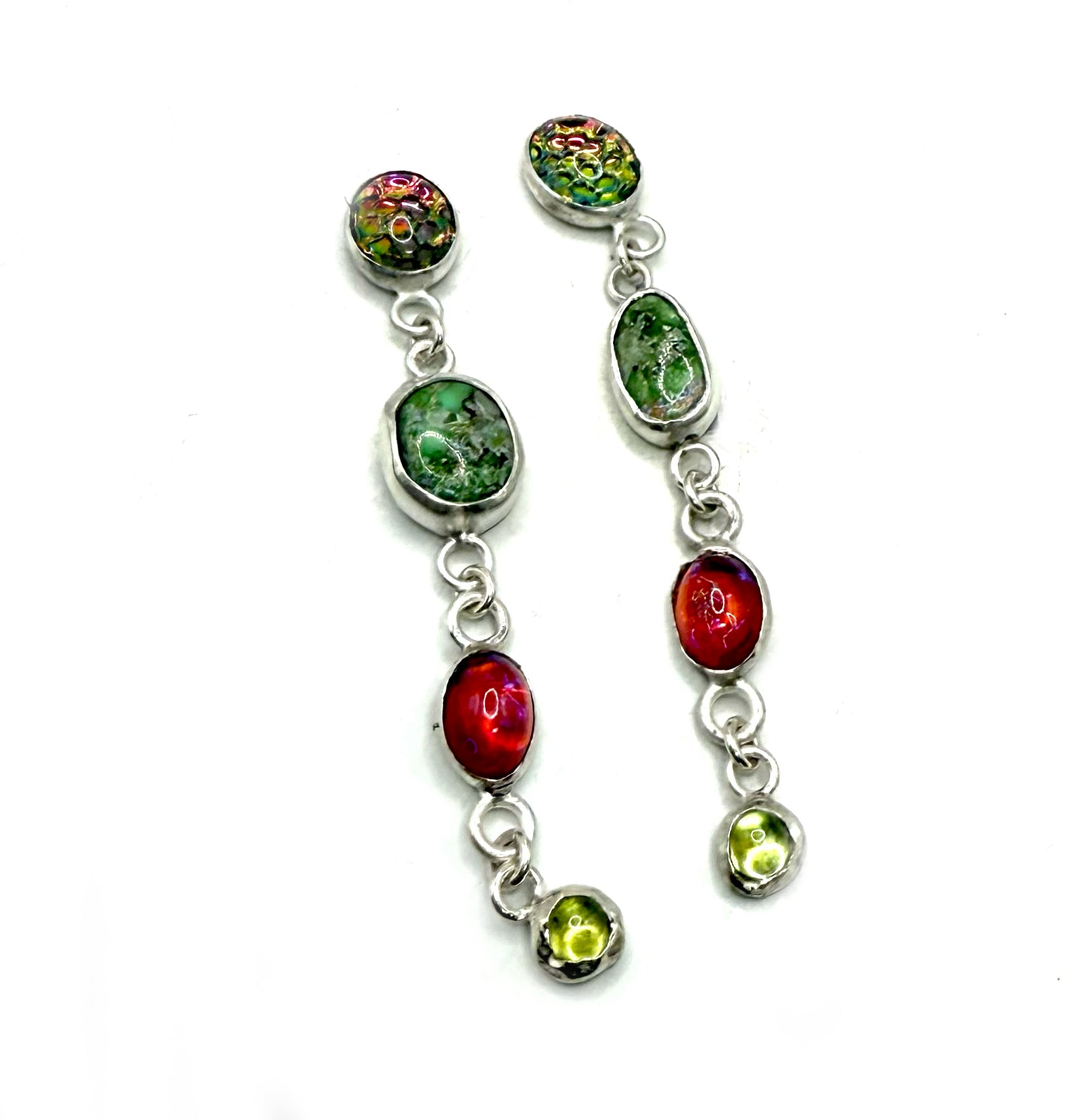 Snake Skin Glass and Sonoran Turquoise Studs 1