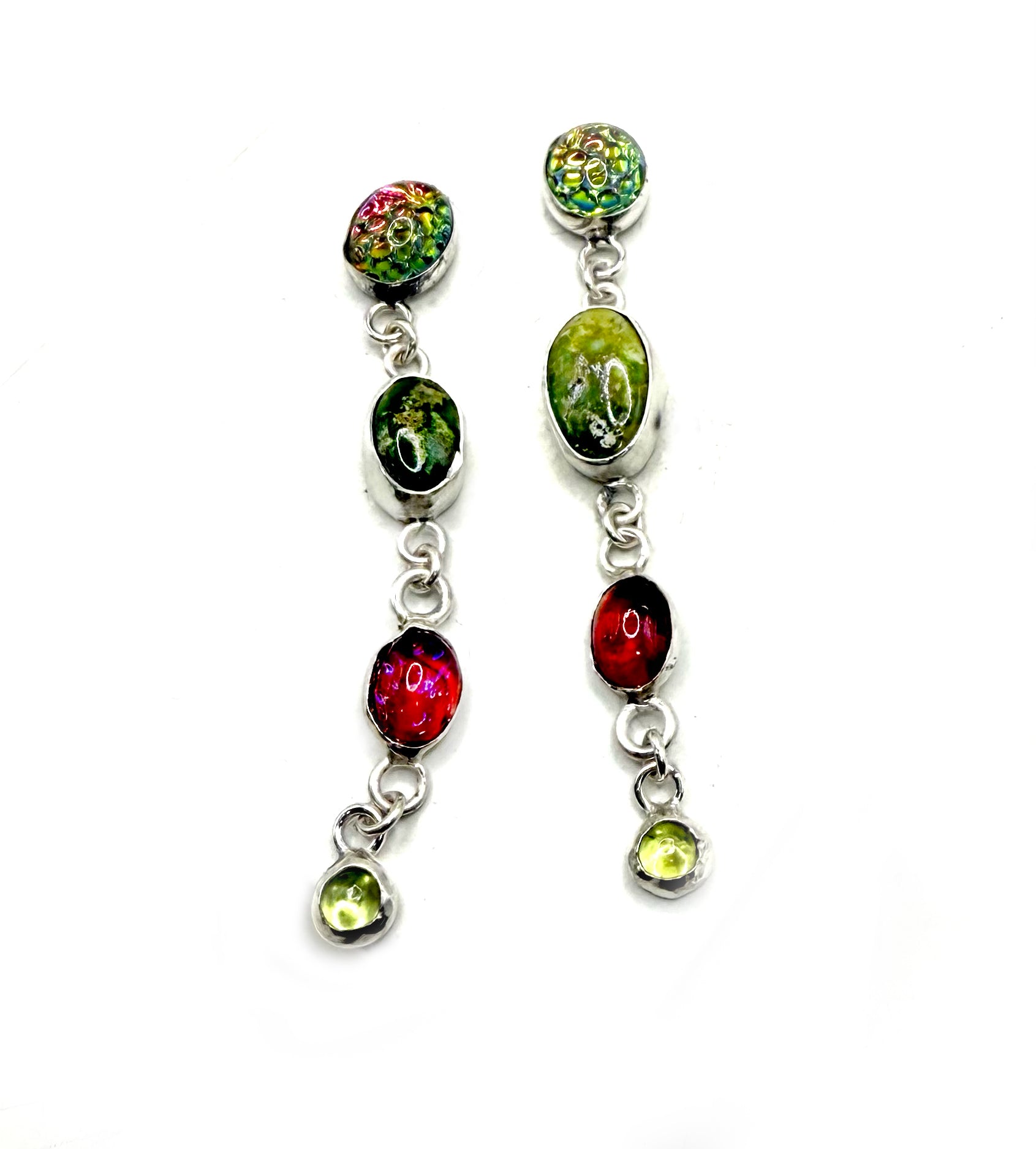 Snake Skin Glass and Sonoran Turquoise Studs 2
