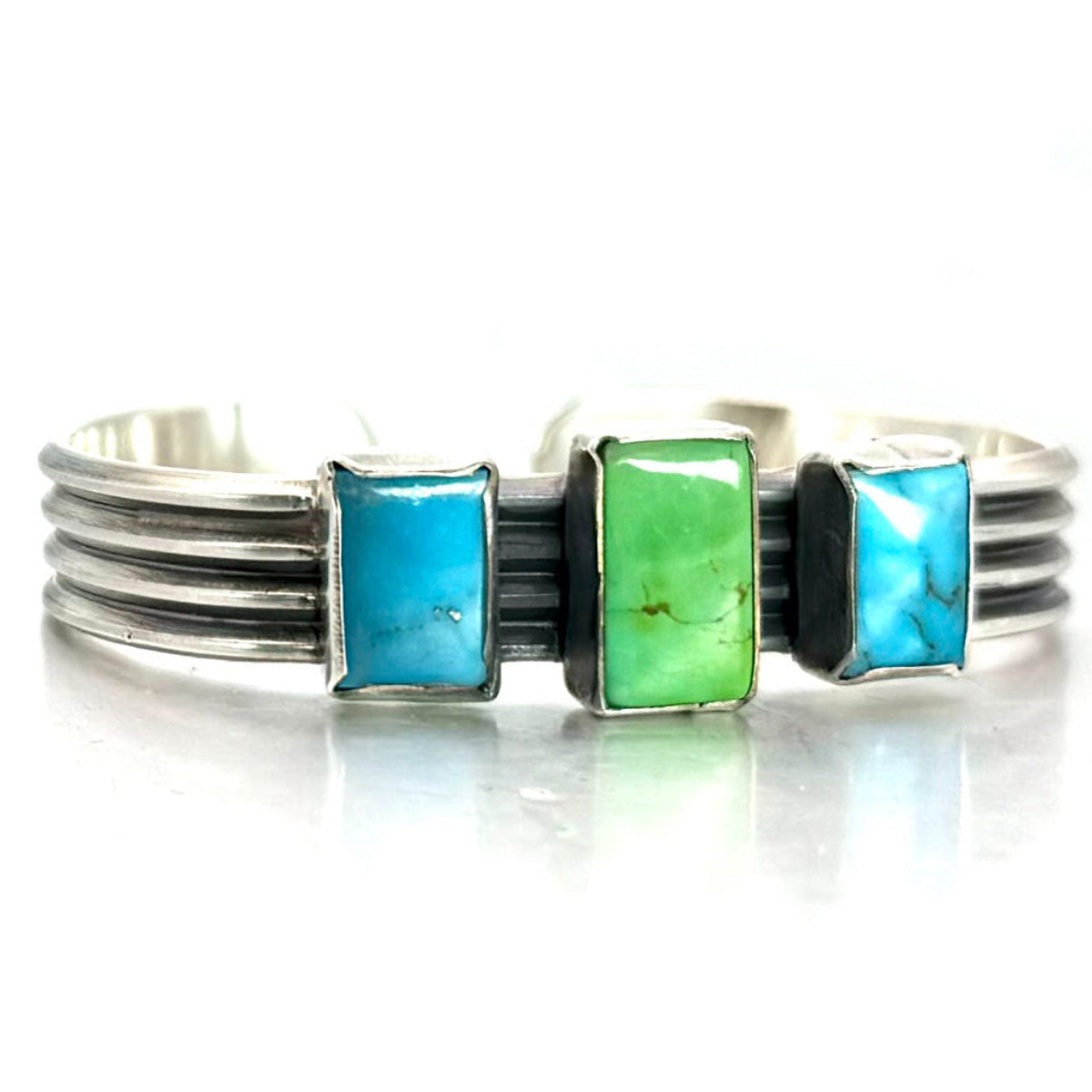 Sonoran Gold Turquoise Sterling Silver Cuff – Handmade Artisan Jewelry
