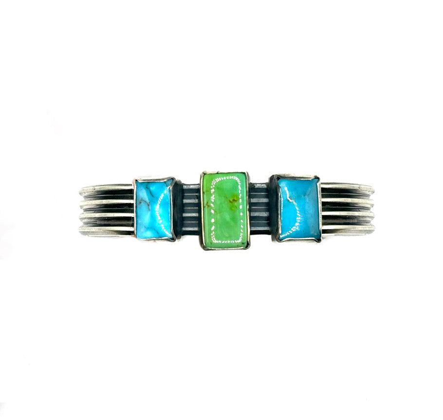 Sonoran Gold Turquoise Sterling Silver Cuff – Handmade Artisan Jewelry