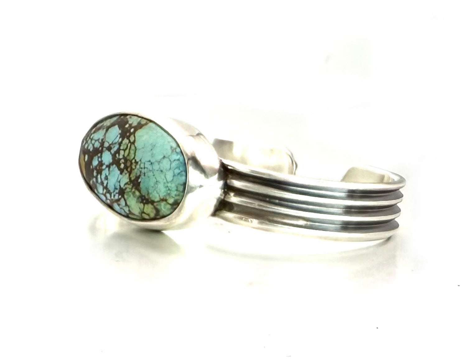 Blue Treasure Mountain Turquoise Sterling Silver Cuff – Handmade Artisan Jewelry
