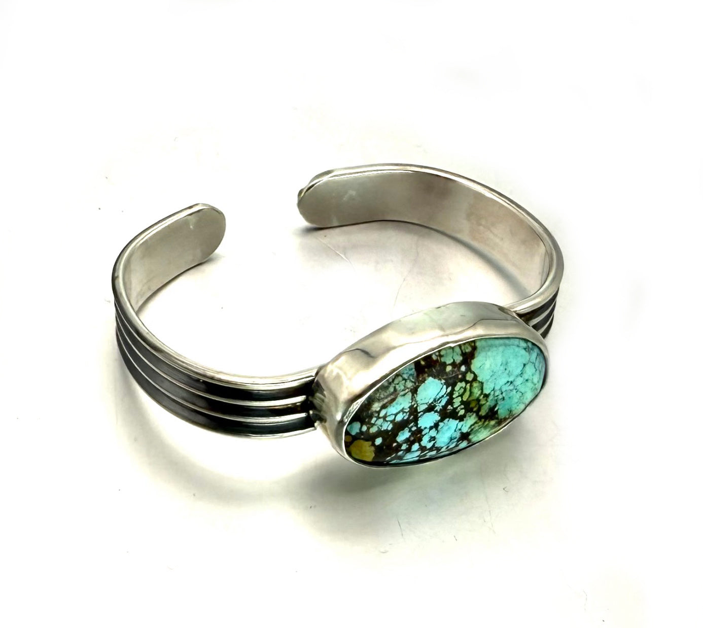 Blue Treasure Mountain Turquoise Sterling Silver Cuff – Handmade Artisan Jewelry