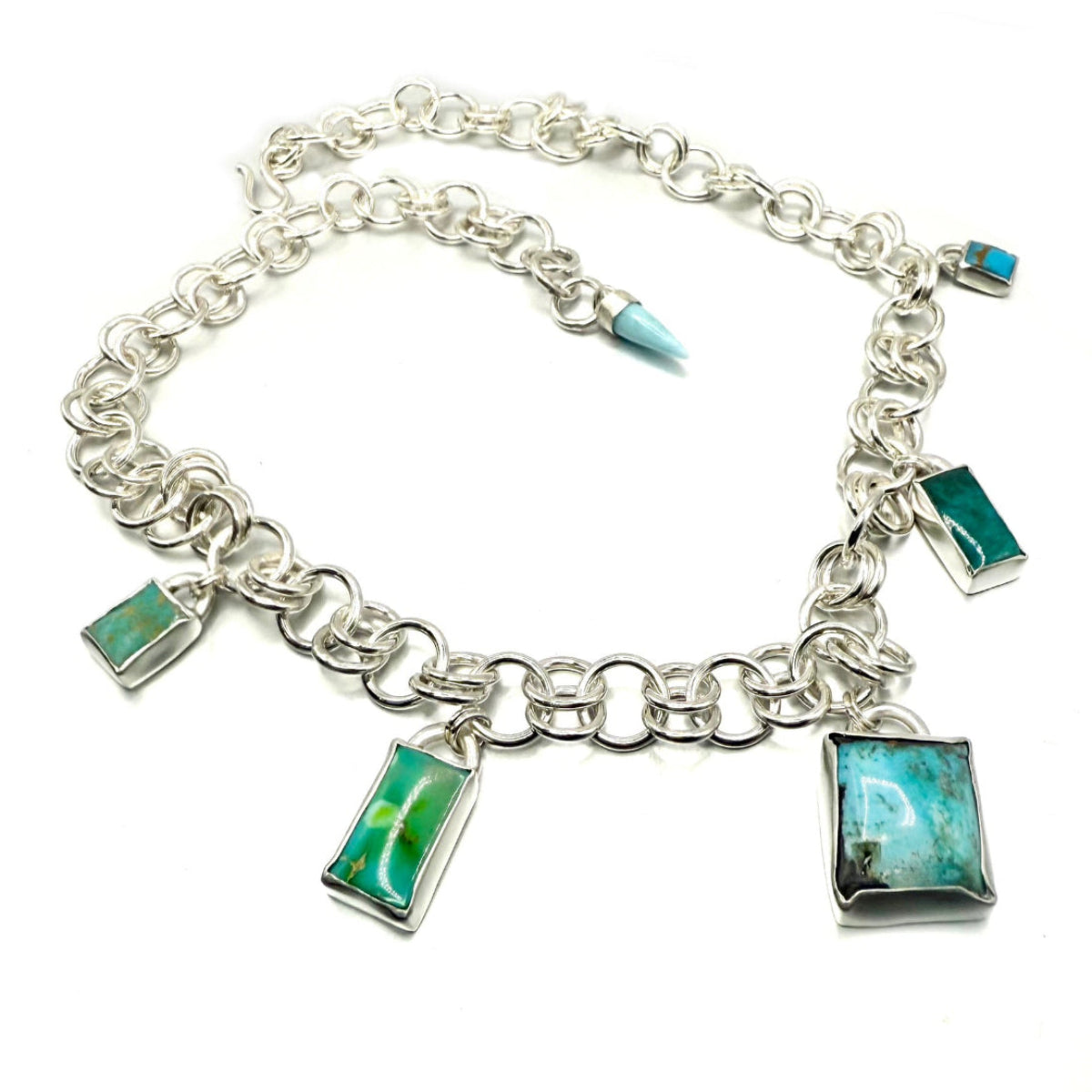 Handmade Sterling Silver Two-One-Two Chain with Sonoran Gold and Royston Turquoise