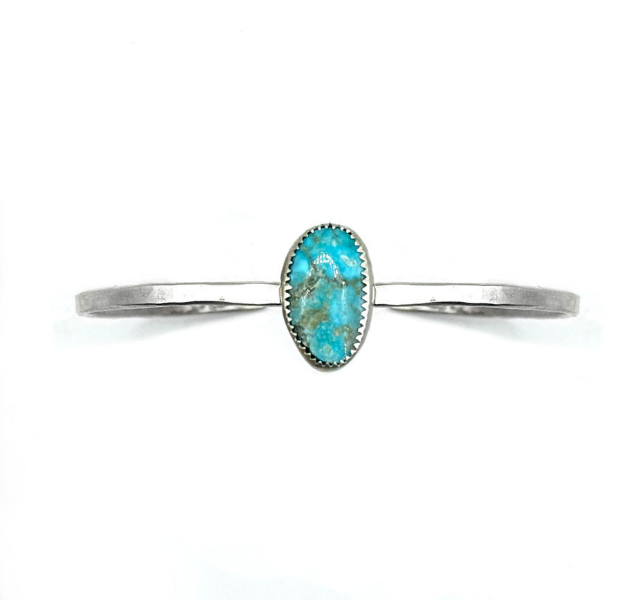 Simple Sterling Silver Cuff with Turquoise II