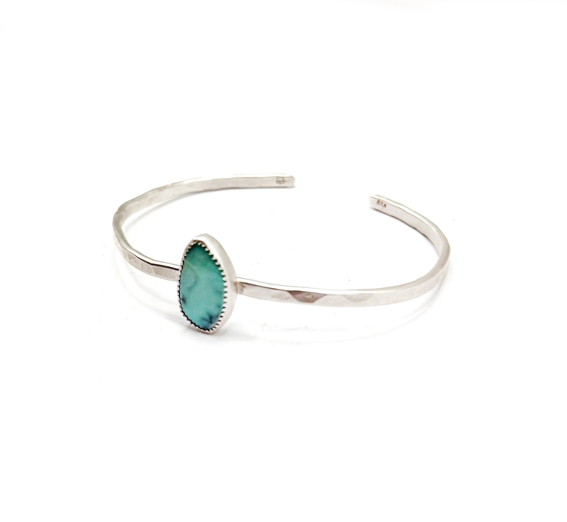 Simple Sterling Silver Cuff with Turquoise