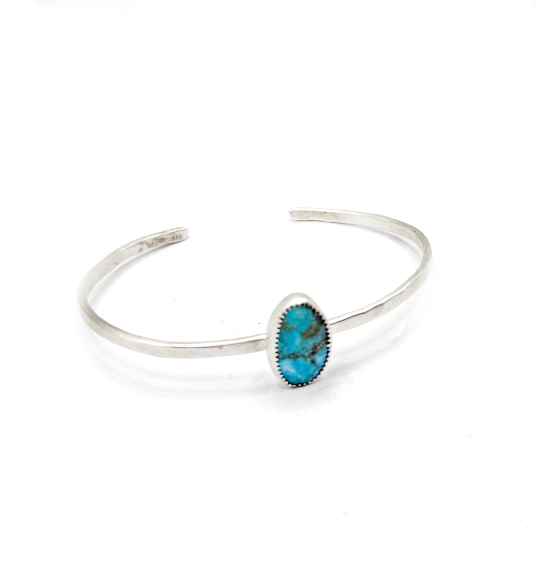 Simple Sterling Silver Cuff with Turquoise II